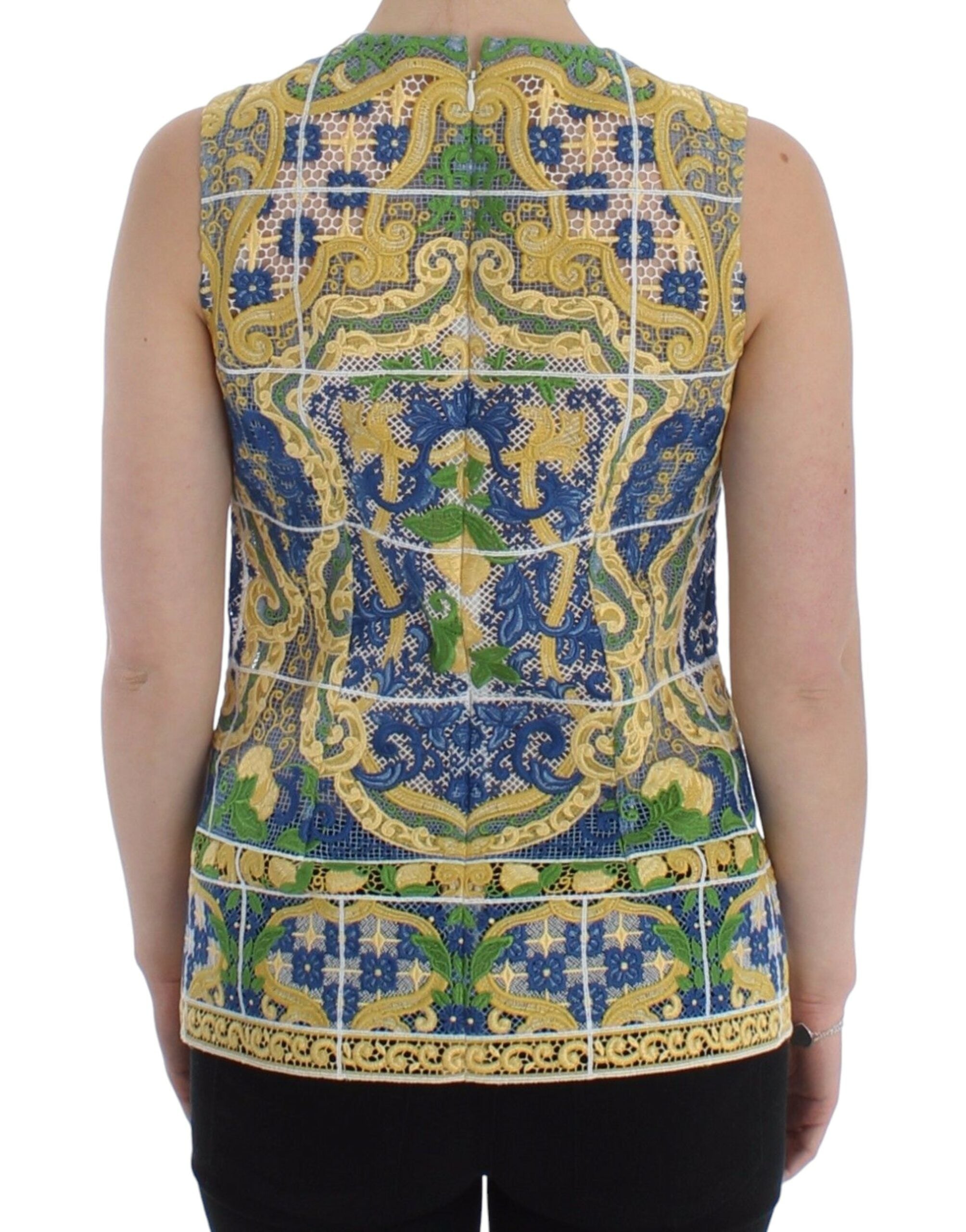 Dolce &amp; Gabbana Majolica Brodée Sans Manches Élégance