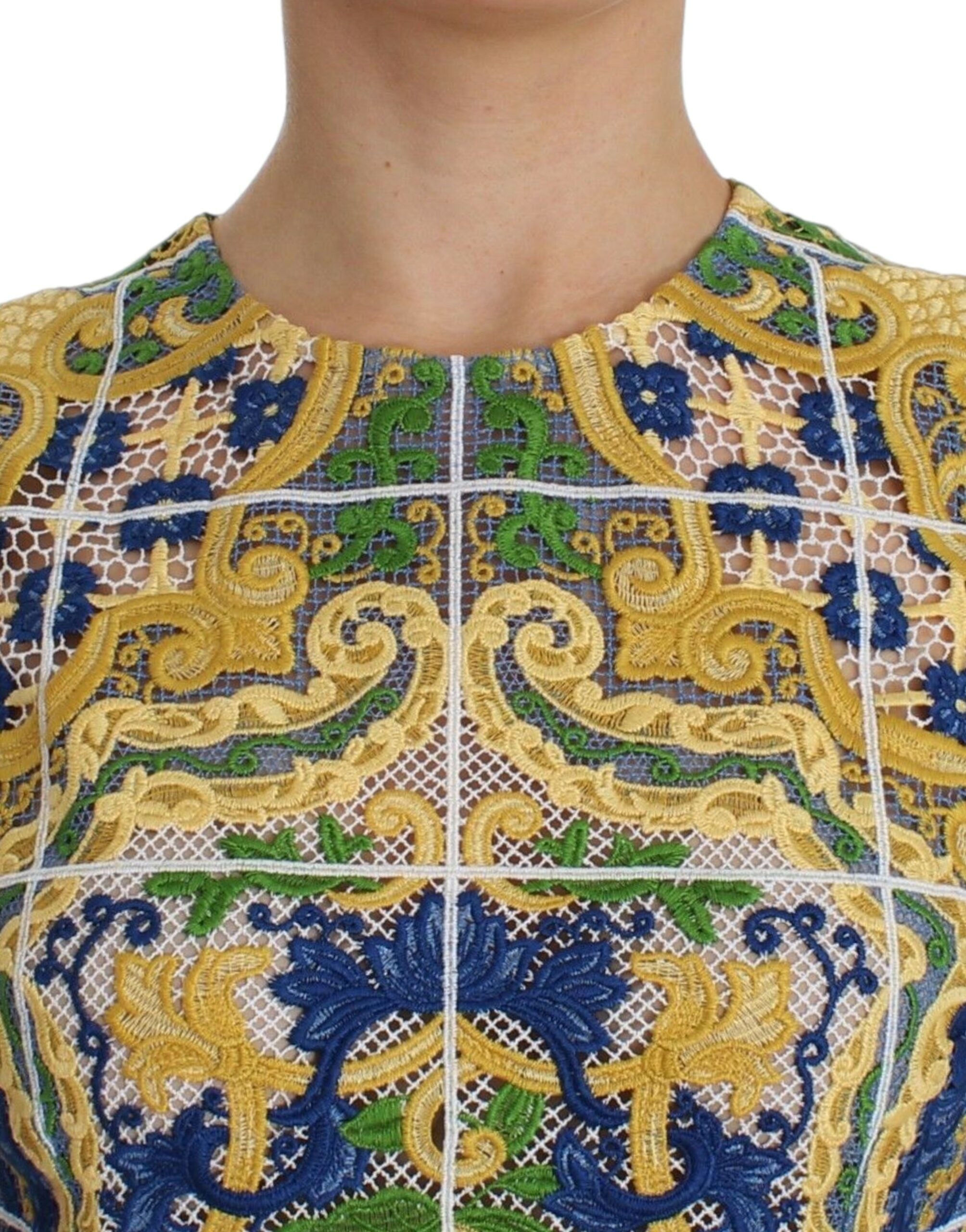 Dolce &amp; Gabbana Majolica Brodée Sans Manches Élégance