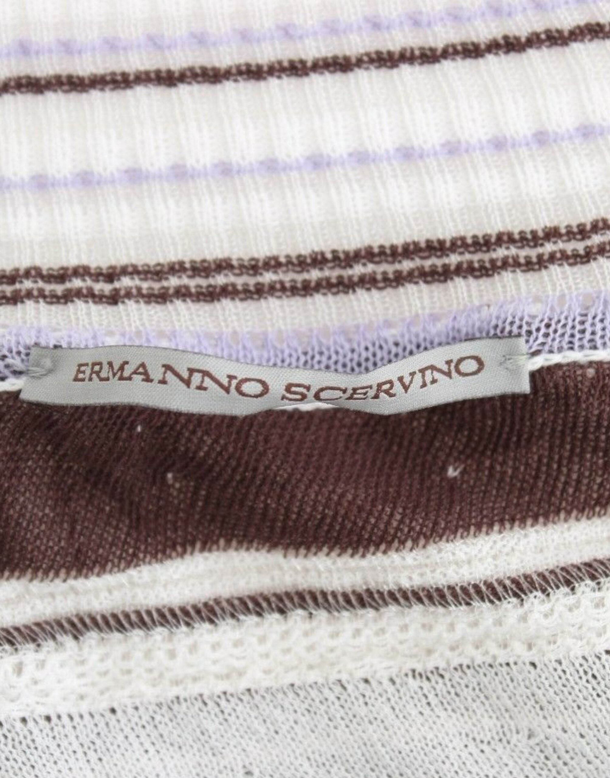 Ermanno Scervino Haut en tricot rayé à col en V et ourlet en dentelle