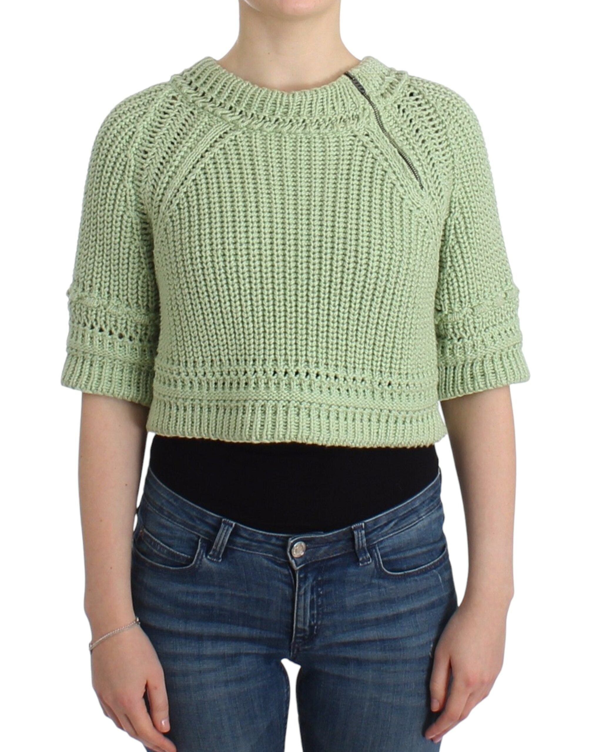 Ermanno Scervino Pull court en coton vert chic