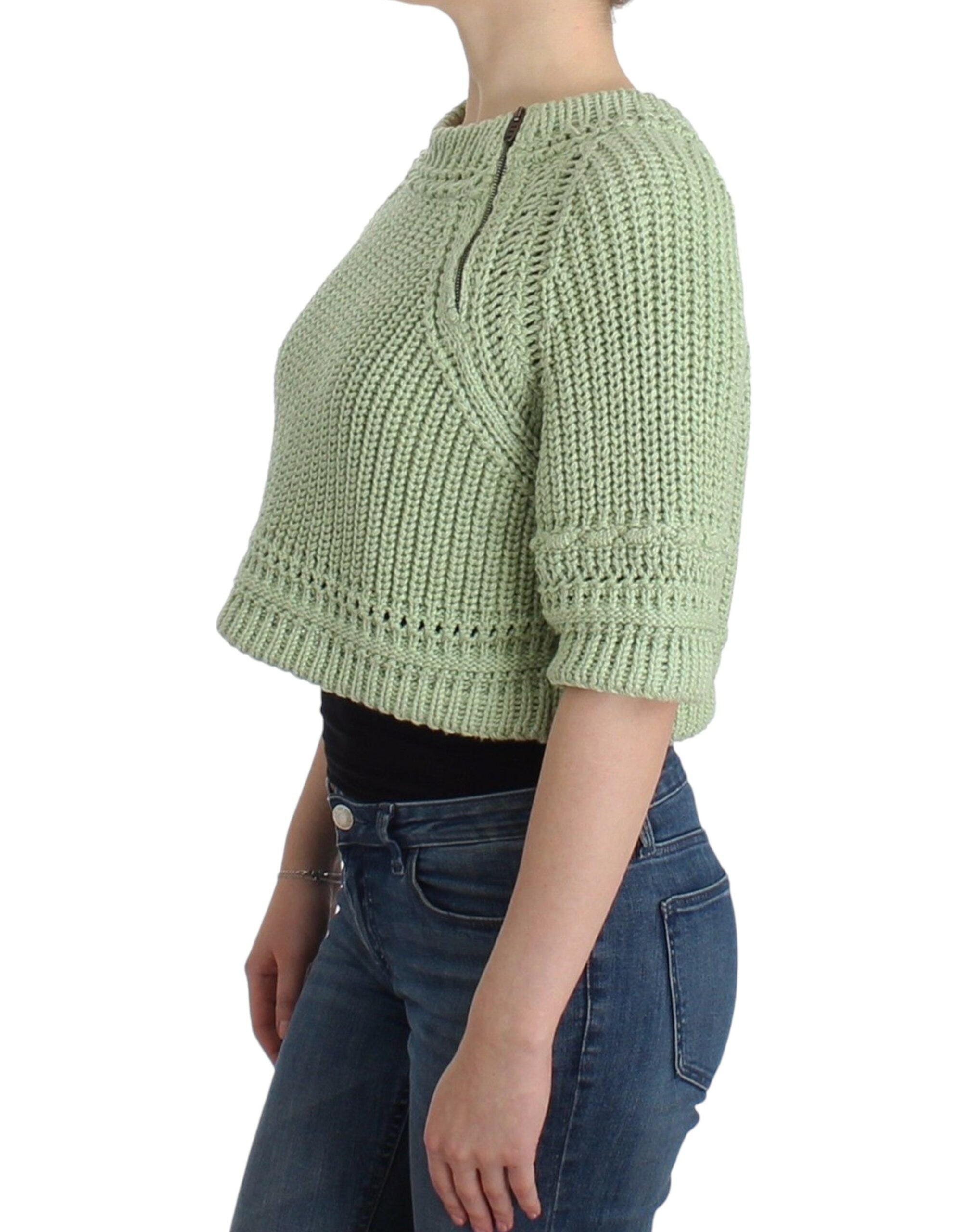 Ermanno Scervino Pull court en coton vert chic