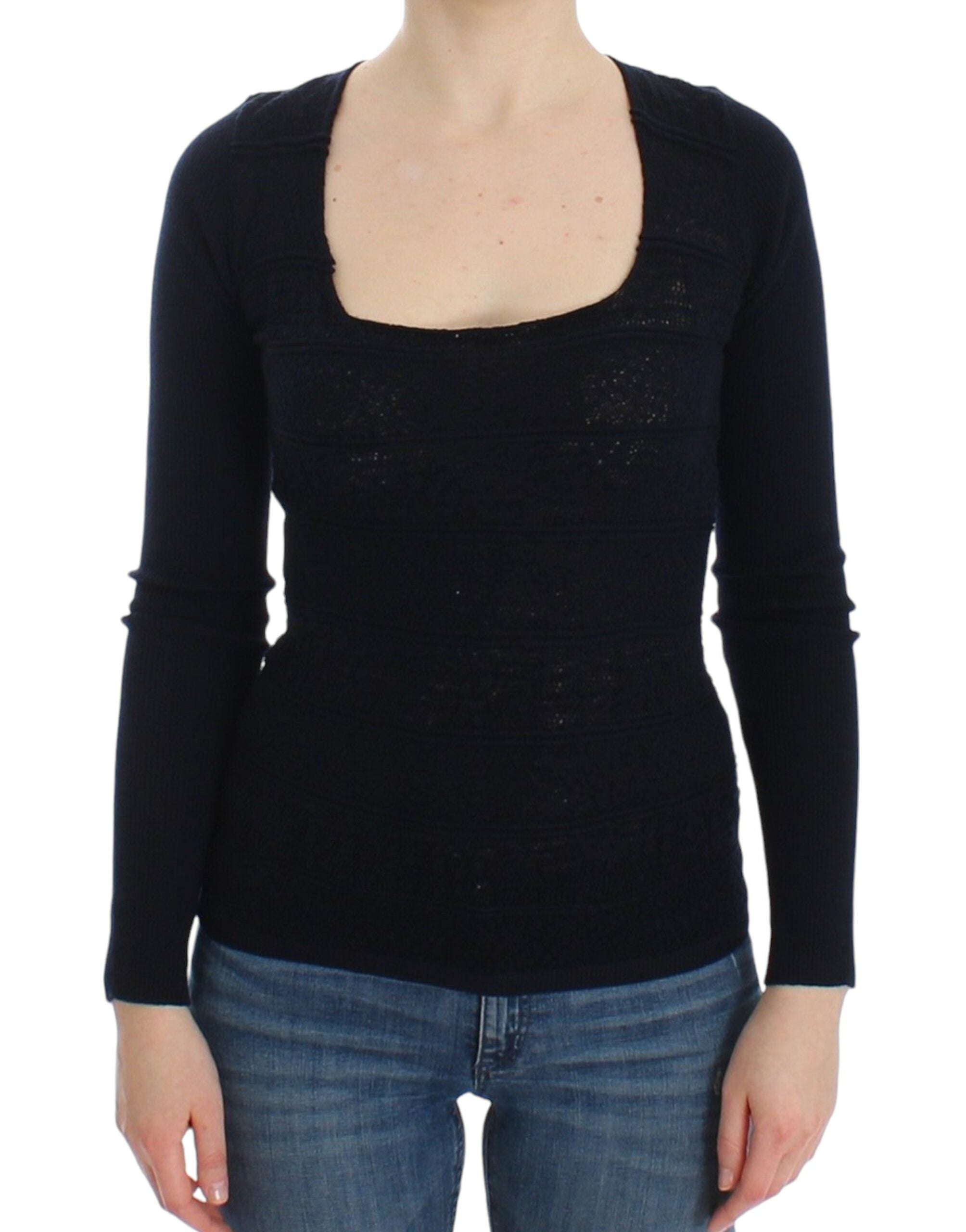 Ermanno Scervino Pull chic en laine mélangée bleue