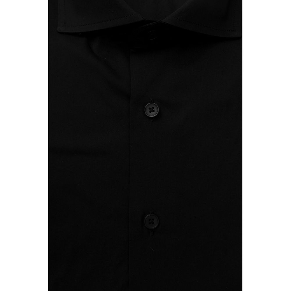 Bagutta Chemise noire élégante coupe slim avec col français