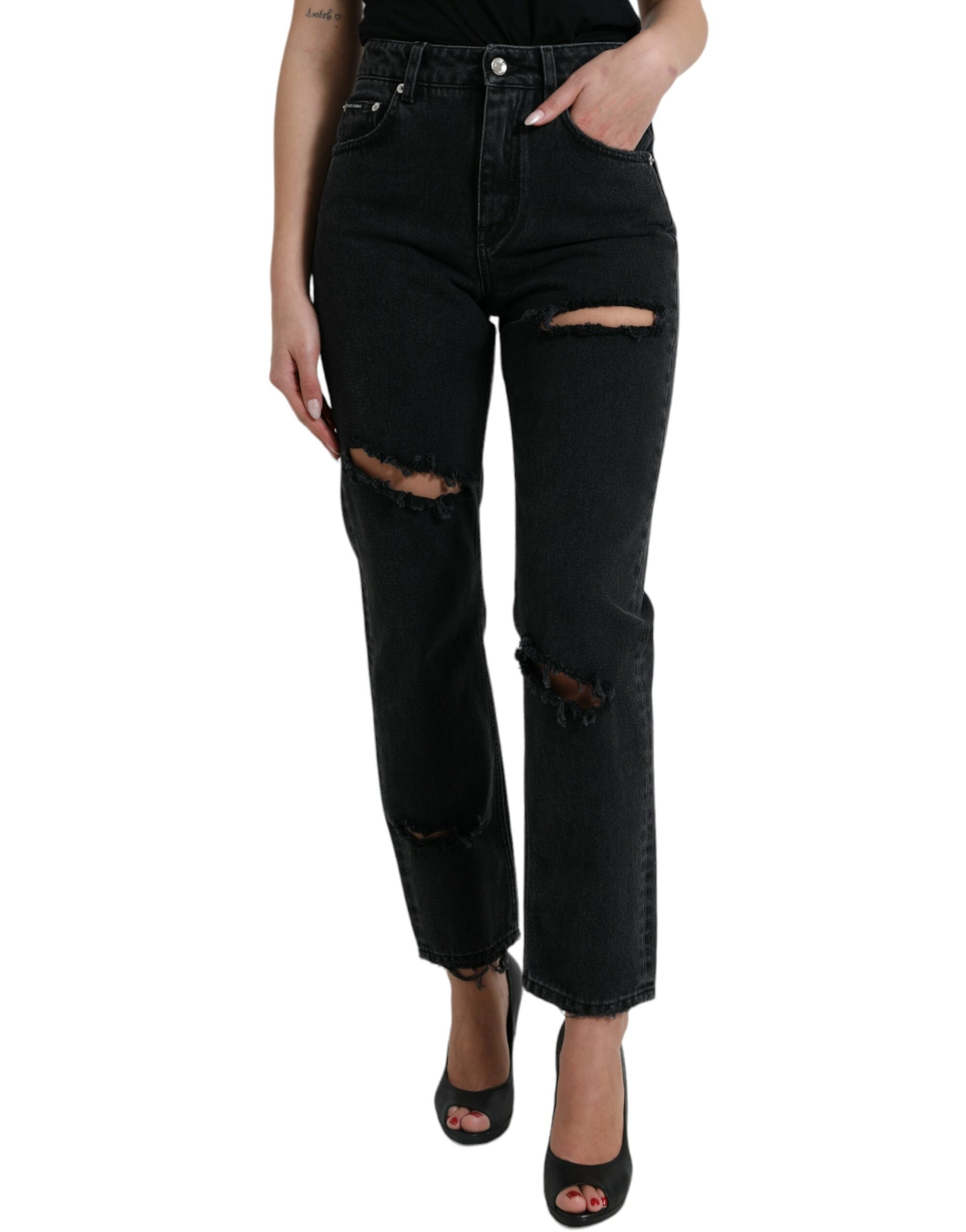 Dolce &amp; Gabbana Jean stretch noir élégant taille haute