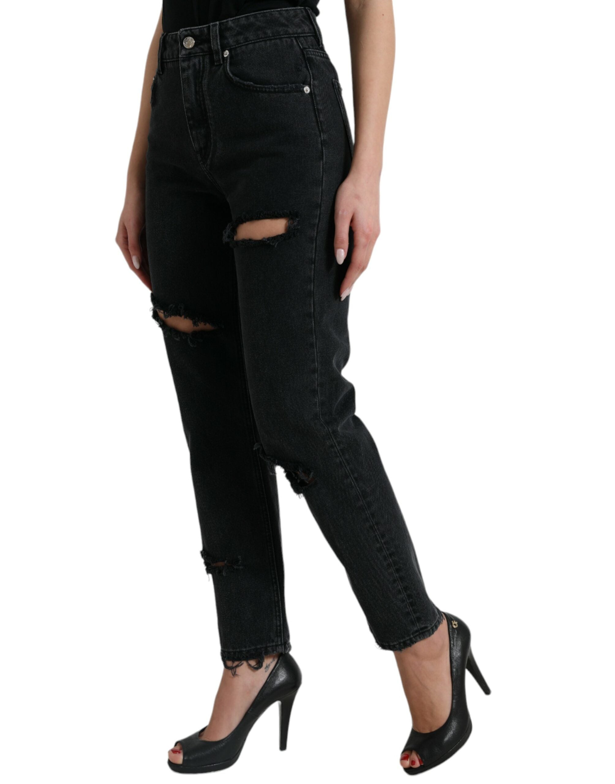 Dolce &amp; Gabbana Jean stretch noir élégant taille haute