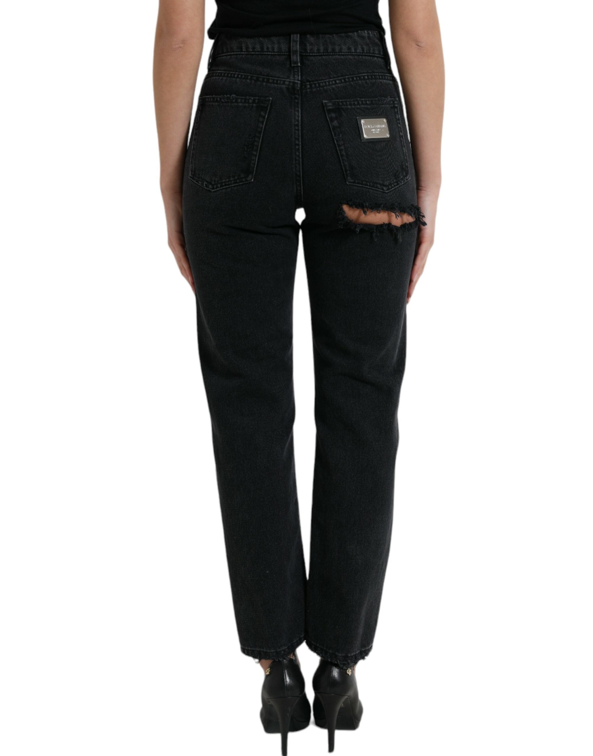 Dolce &amp; Gabbana Jean stretch noir élégant taille haute