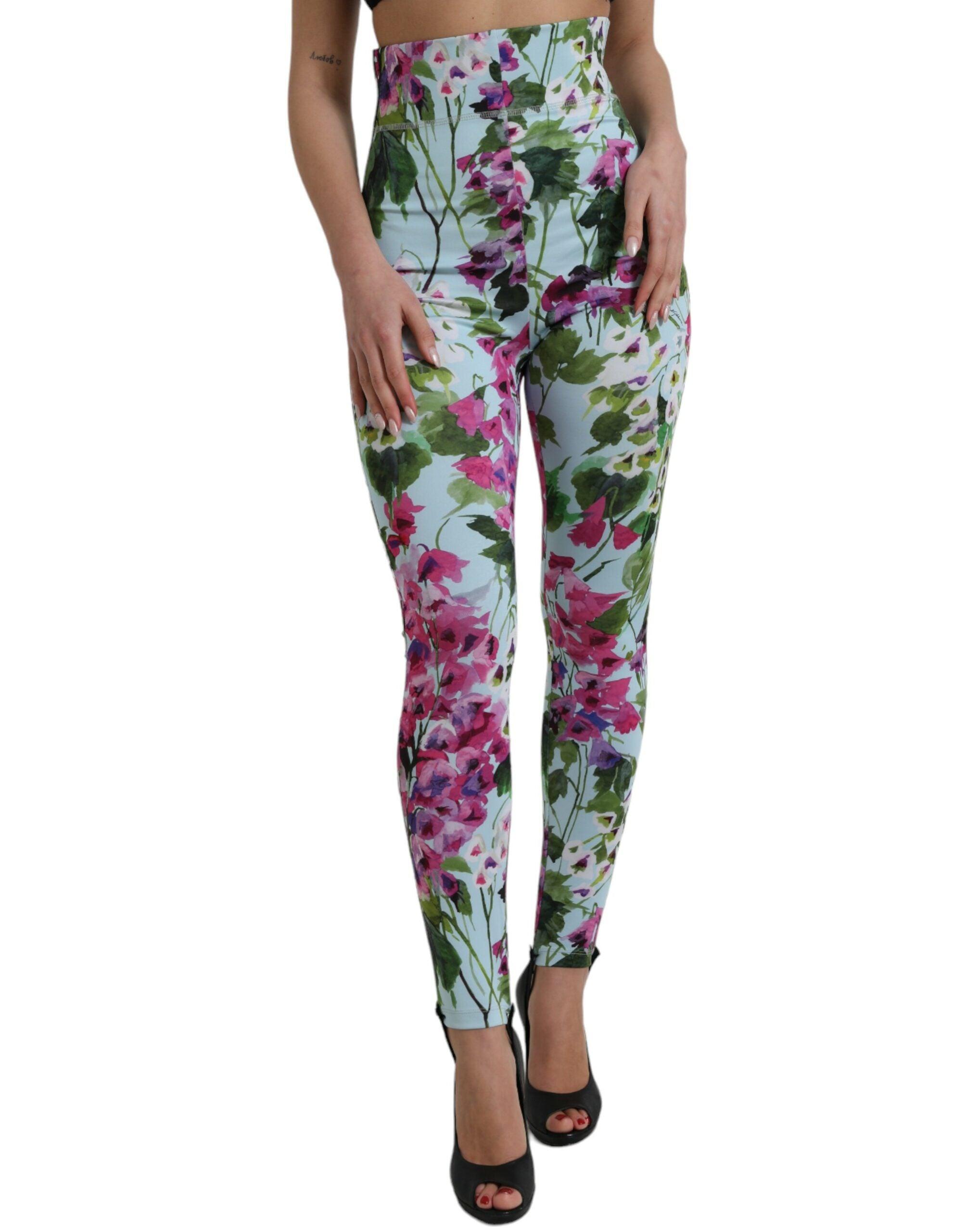 Dolce &amp; Gabbana Pantalon legging élégant à taille haute à fleurs