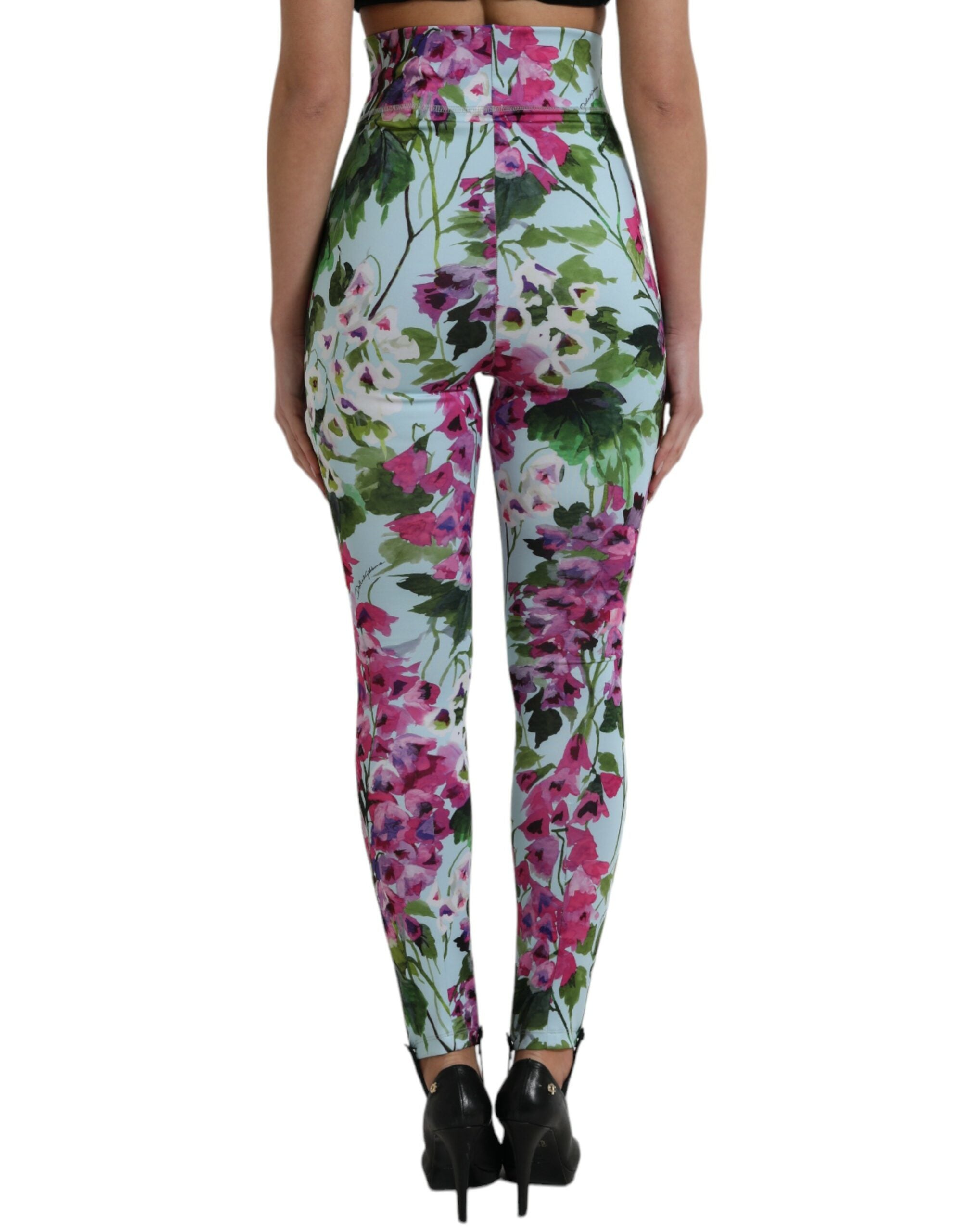 Dolce &amp; Gabbana Pantalon legging élégant à taille haute à fleurs