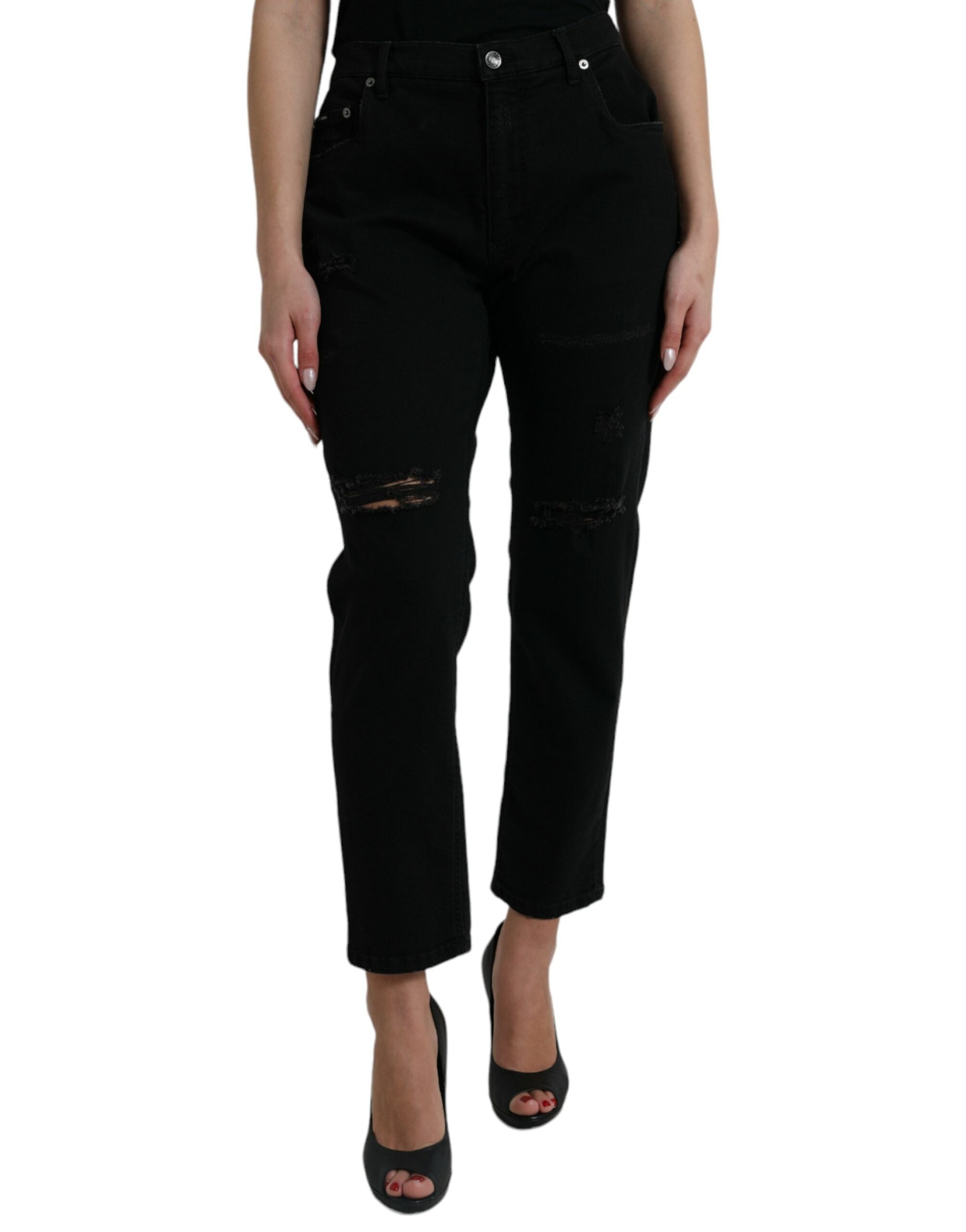 Dolce &amp; Gabbana Jean stretch noir taille haute élégant