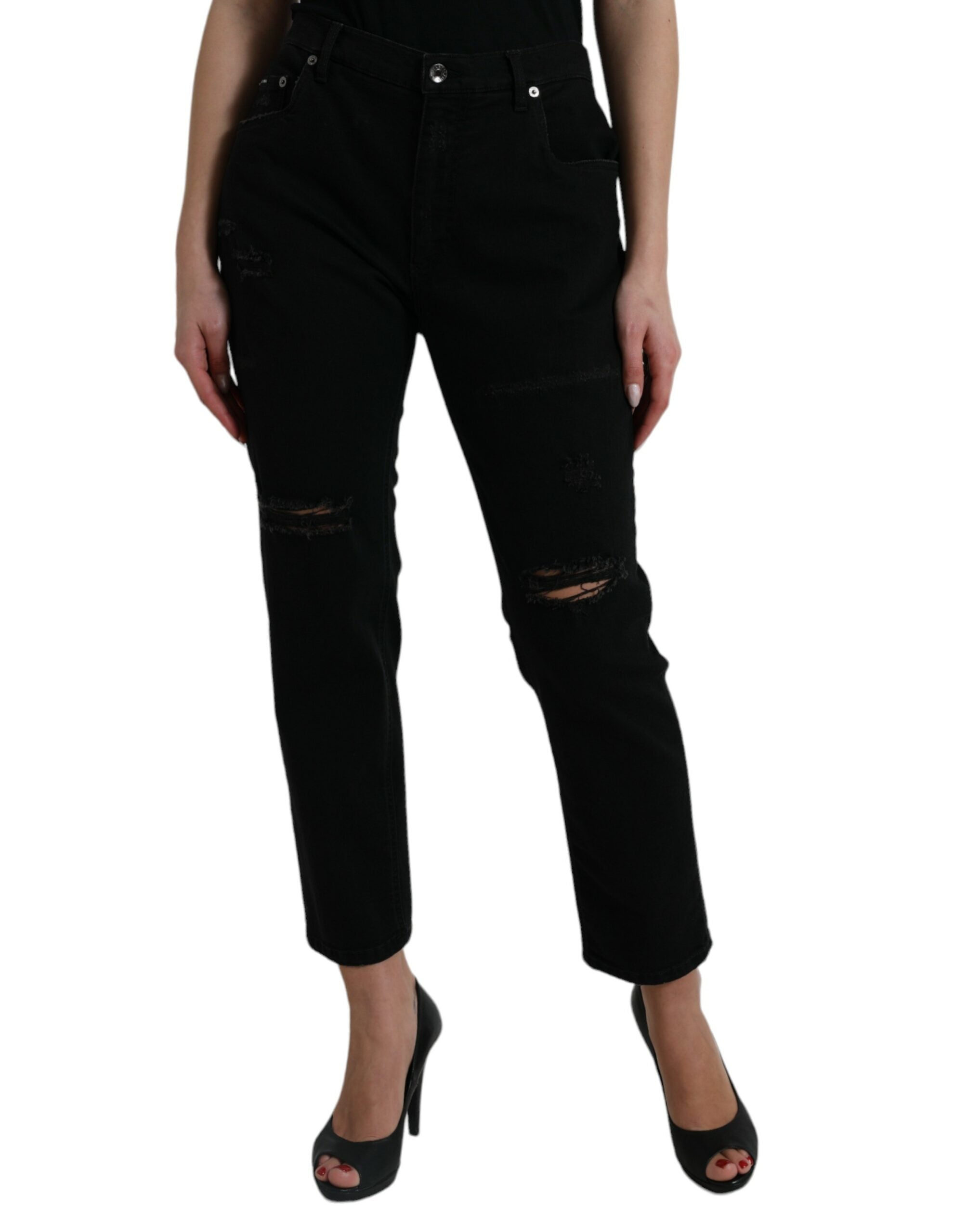 Dolce &amp; Gabbana Jean stretch noir taille haute élégant