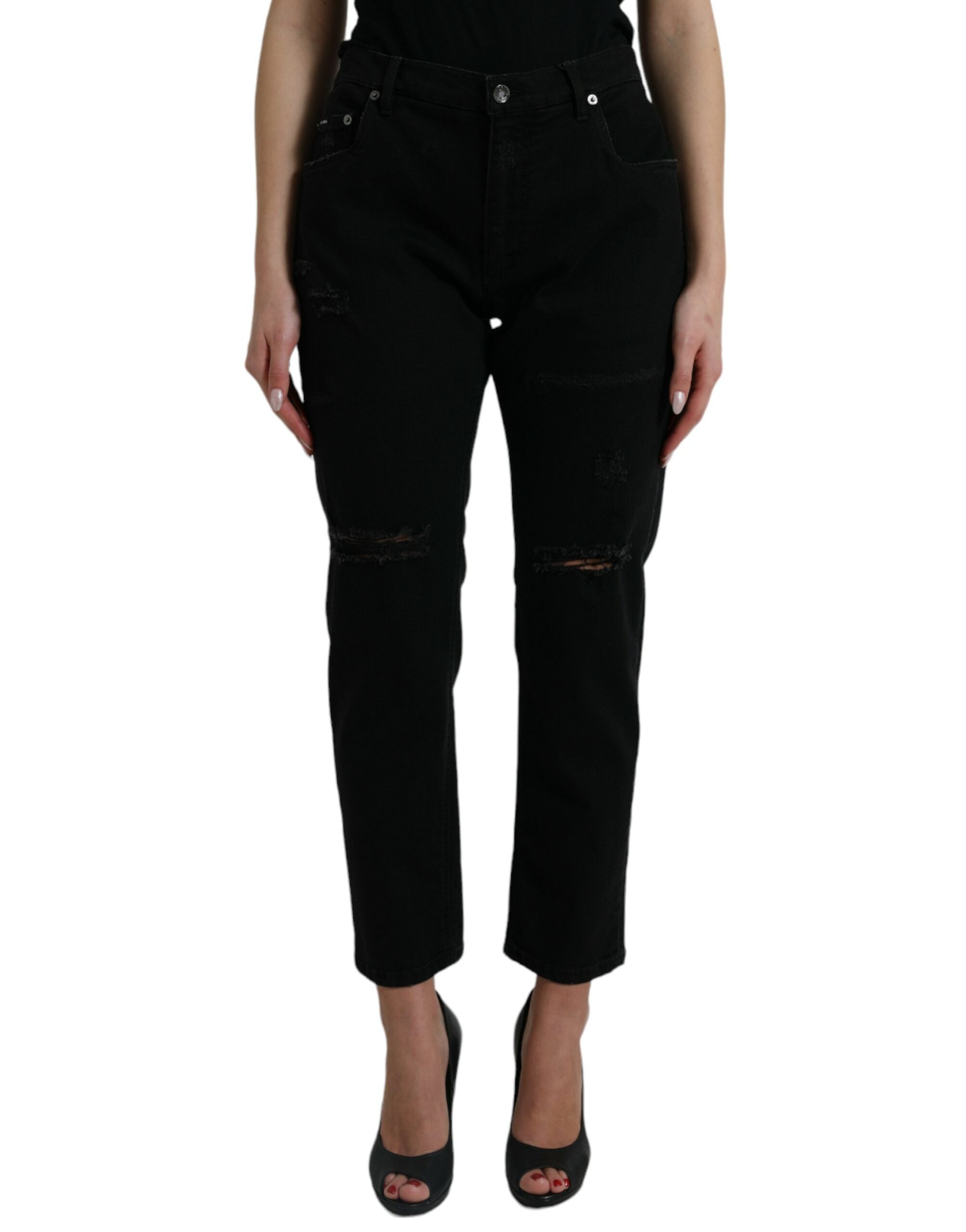 Dolce &amp; Gabbana Jean stretch noir taille haute élégant