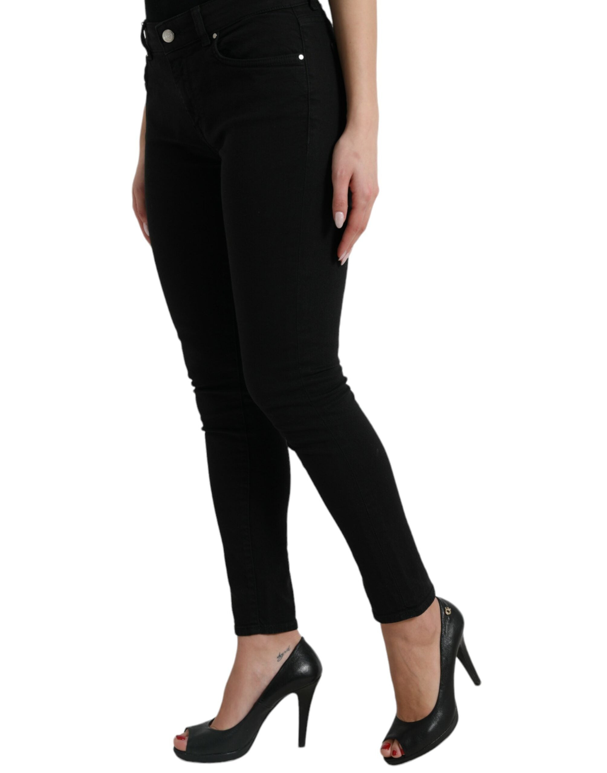 Dolce & Gabbana Jean skinny taille moyenne en coton noir