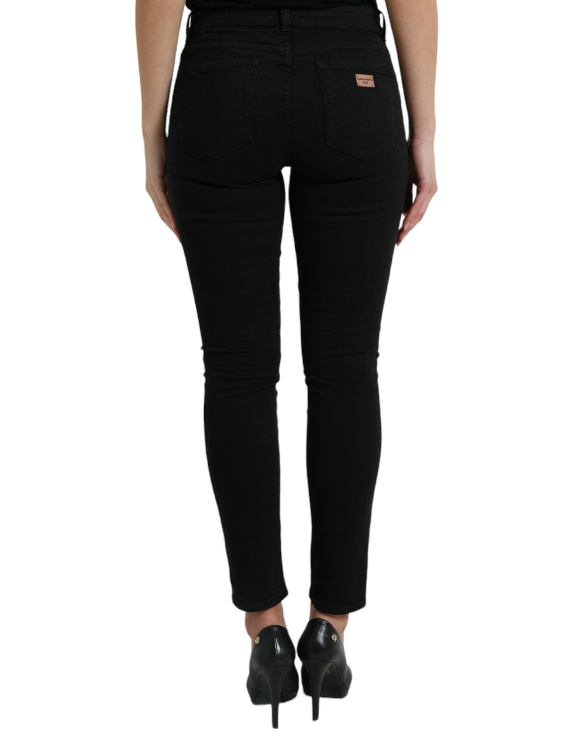 Dolce & Gabbana Jean skinny taille moyenne en coton noir