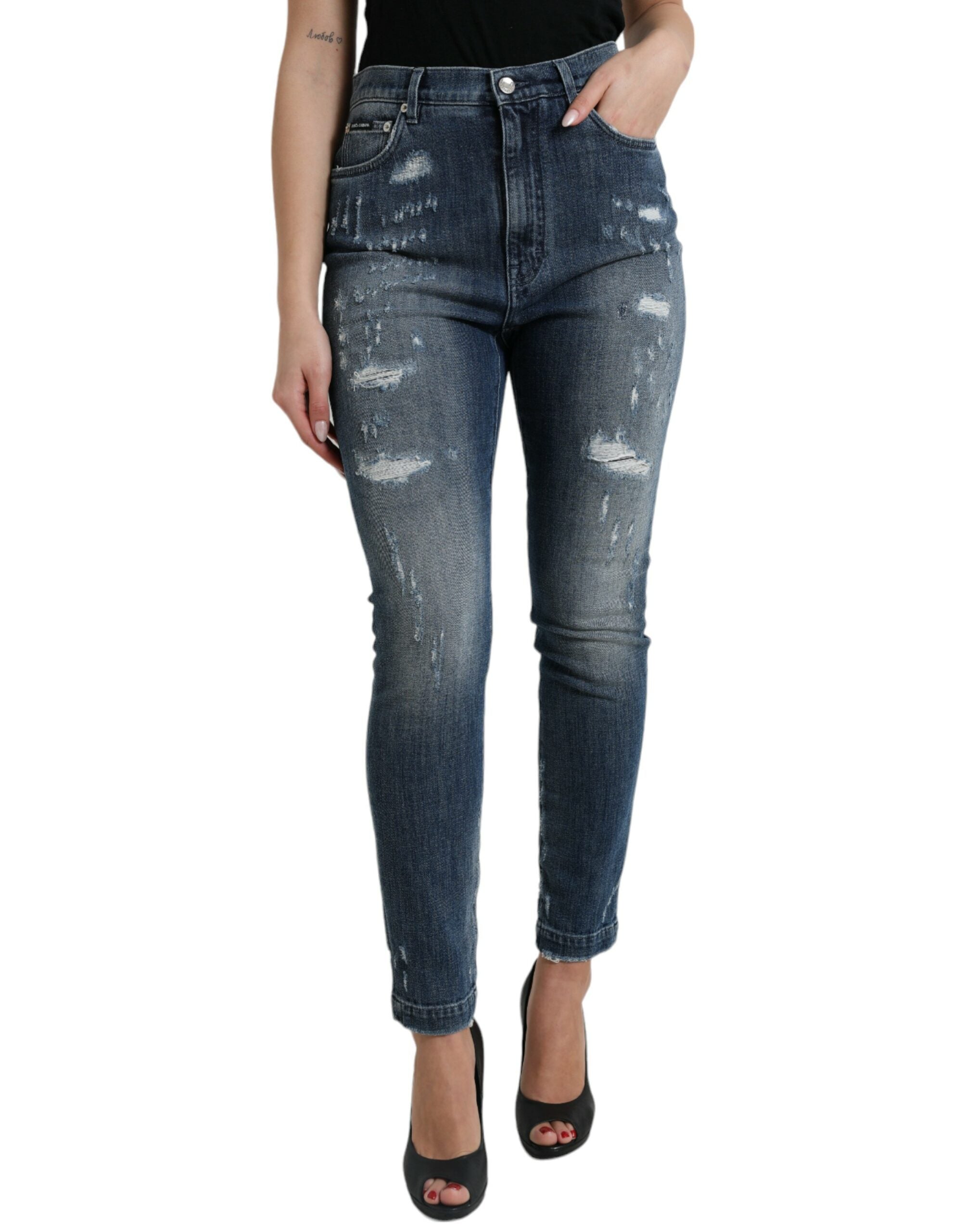 Dolce & Gabbana Jean en denim extensible taille haute élégant