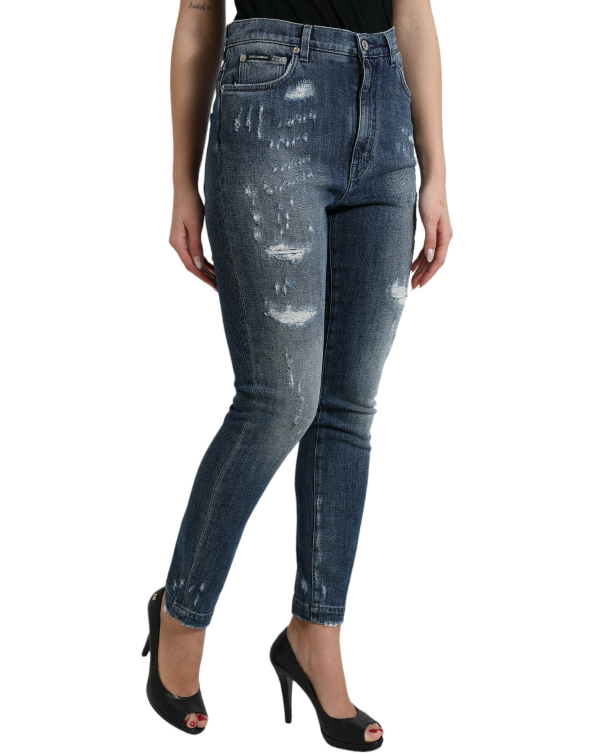 Dolce & Gabbana Jean en denim extensible taille haute élégant