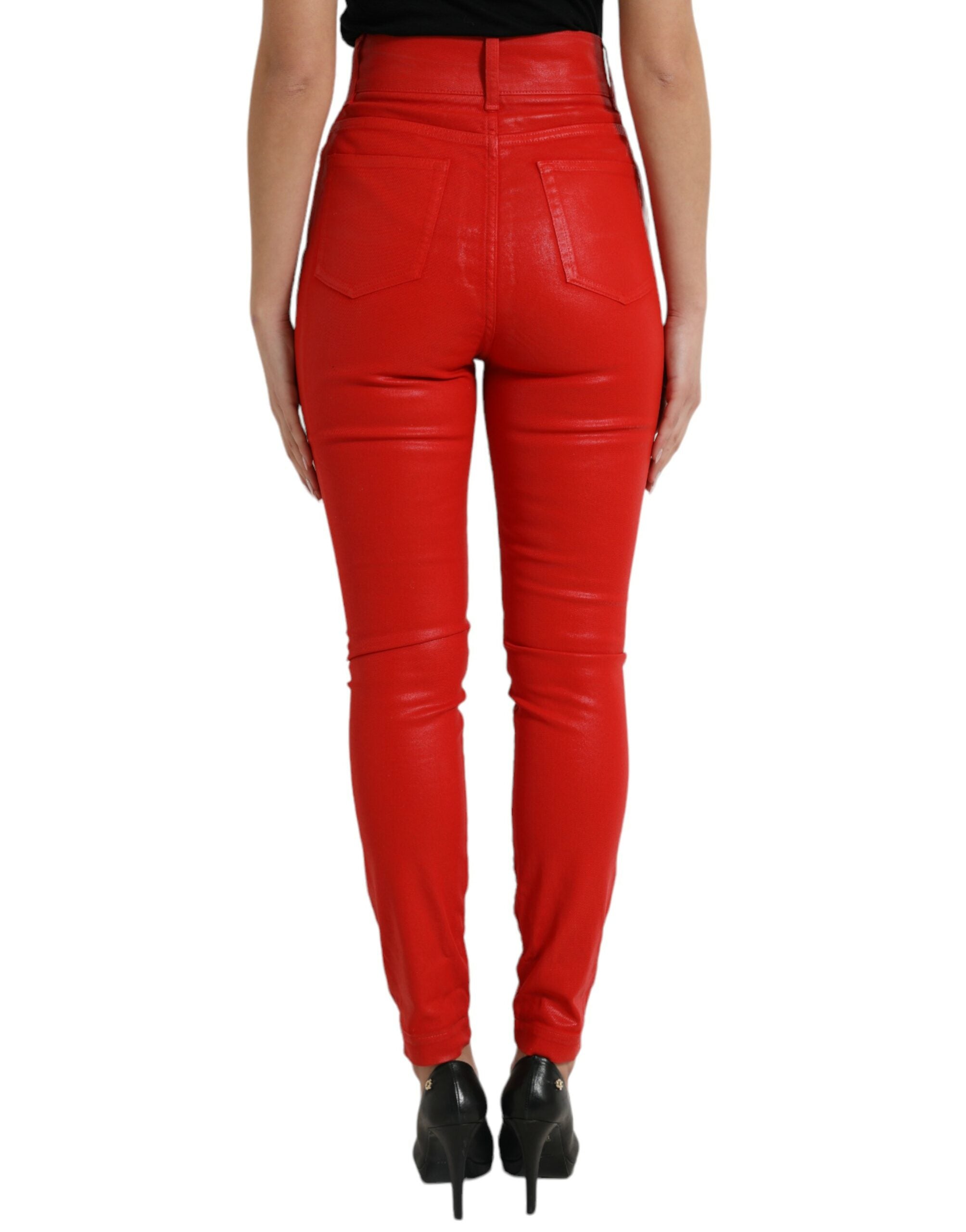 Dolce &amp; Gabbana Denim stretch taille haute élégant en rouge