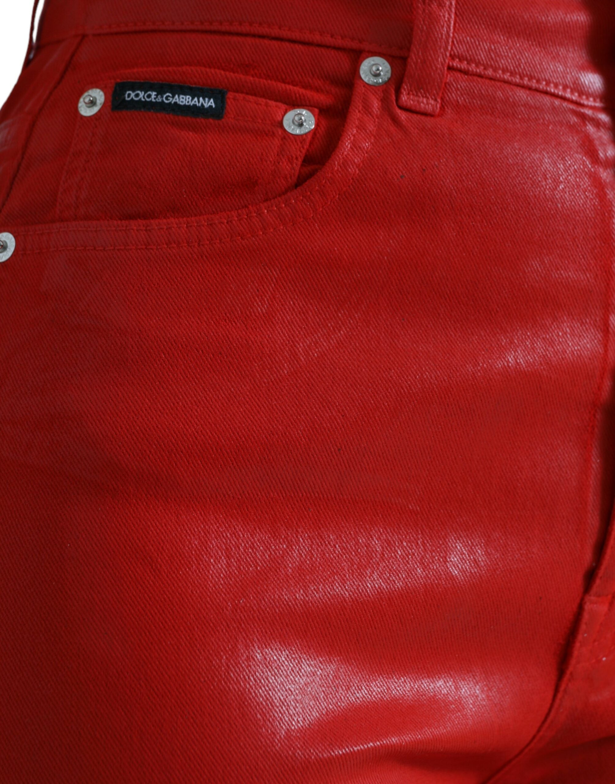 Dolce &amp; Gabbana Denim stretch taille haute élégant en rouge