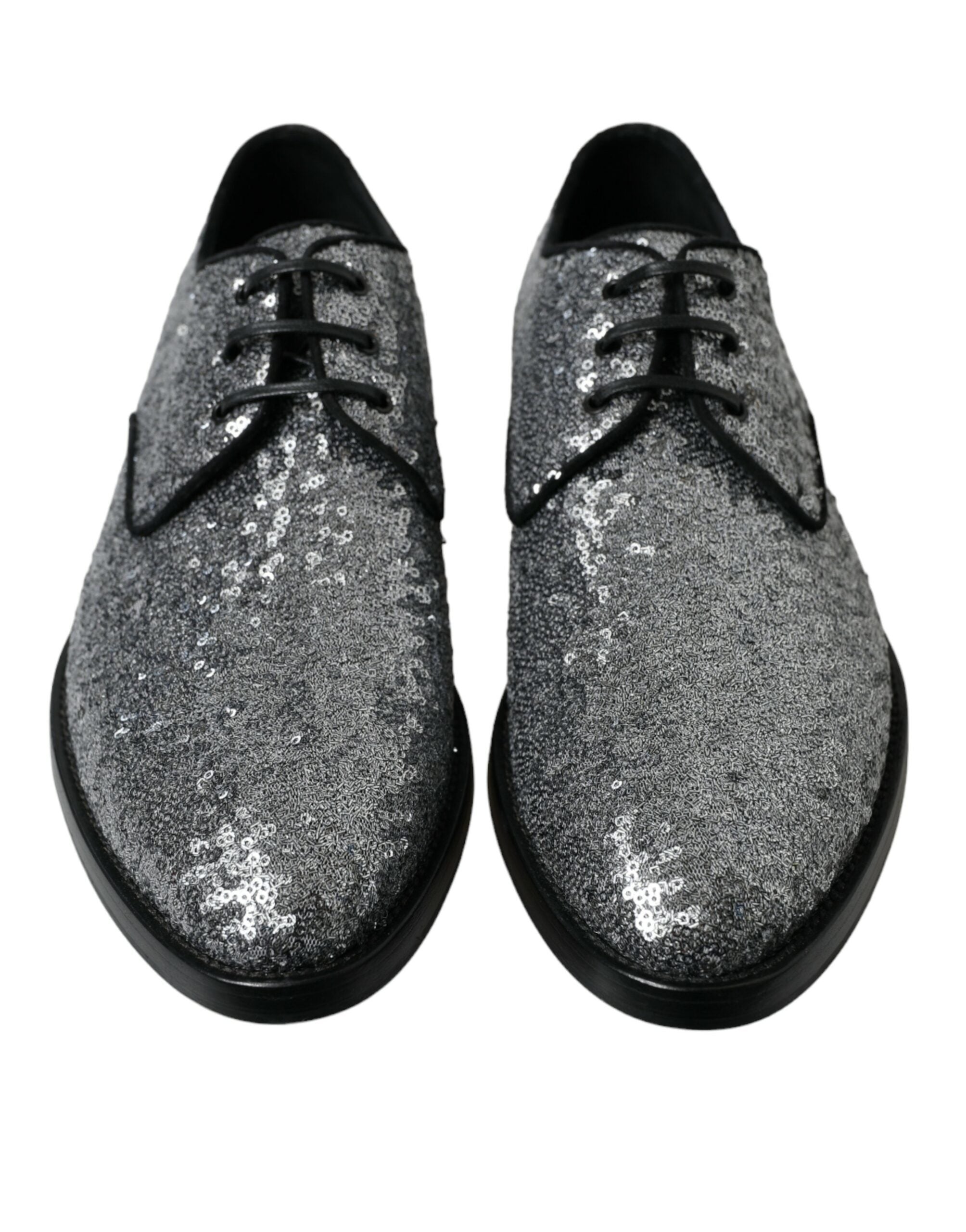 Dolce & Gabbana Chaussures habillées à lacets argentées à paillettes pour hommes