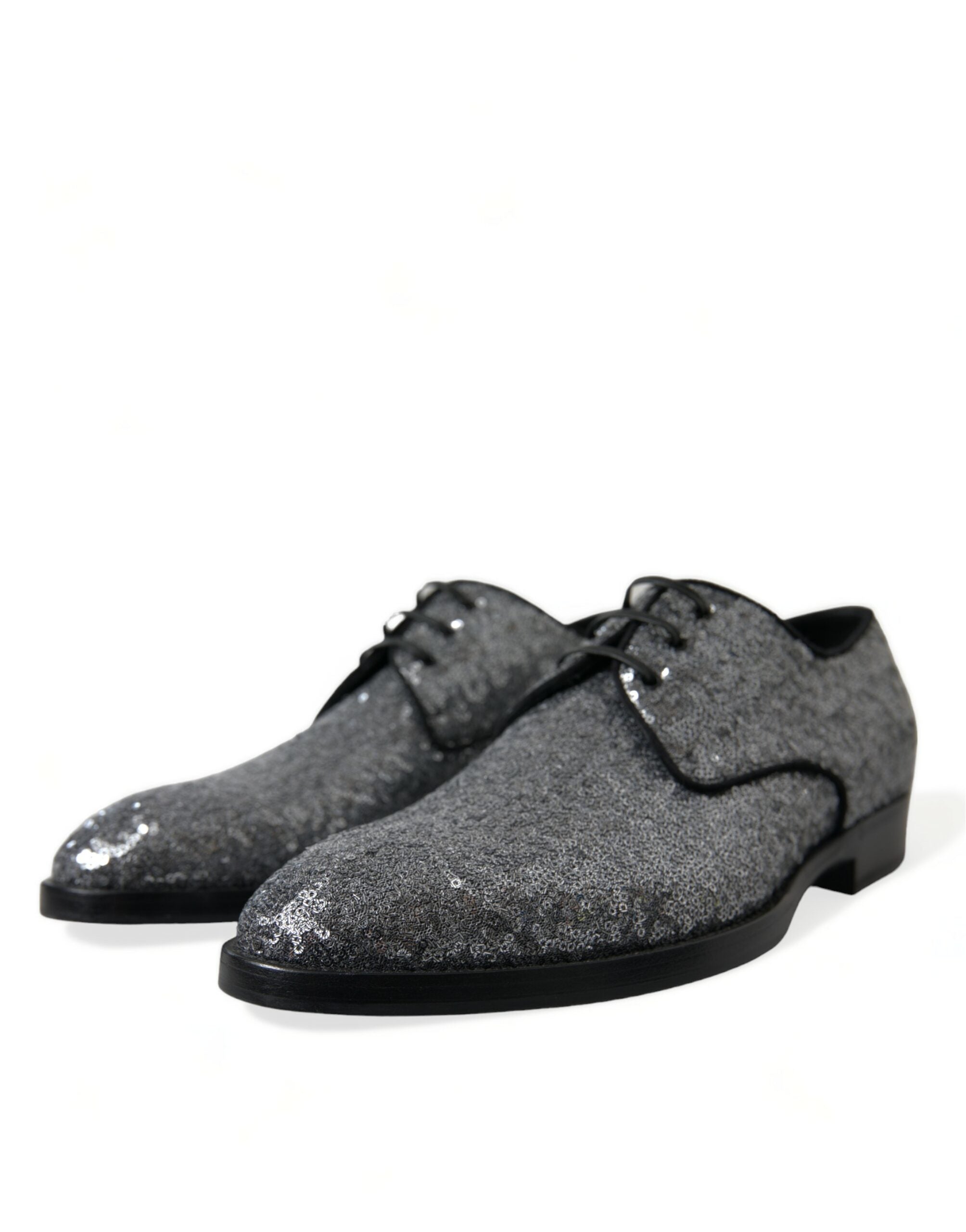 Dolce & Gabbana Chaussures habillées à lacets argentées à paillettes pour hommes