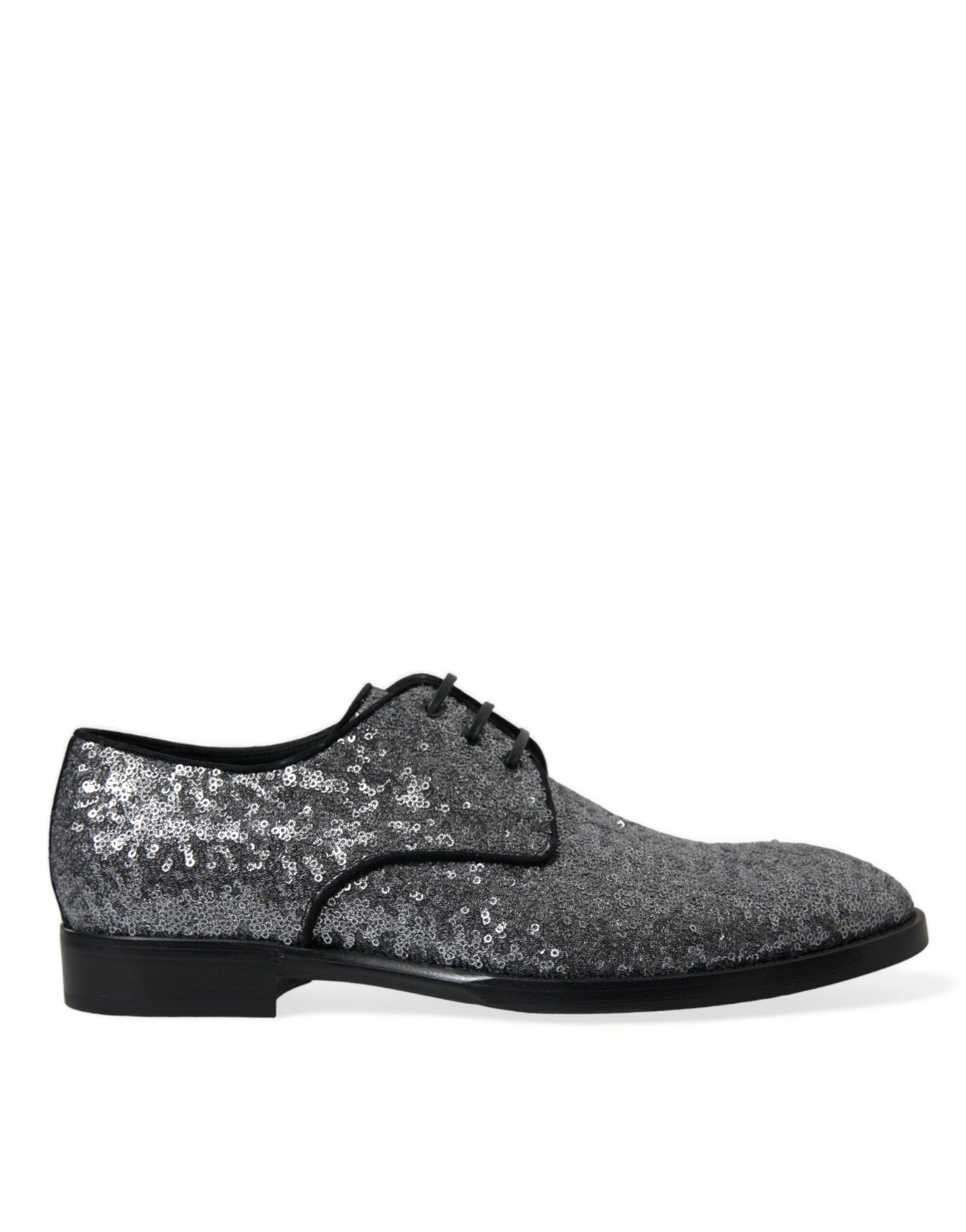 Dolce & Gabbana Chaussures habillées à lacets argentées à paillettes pour hommes