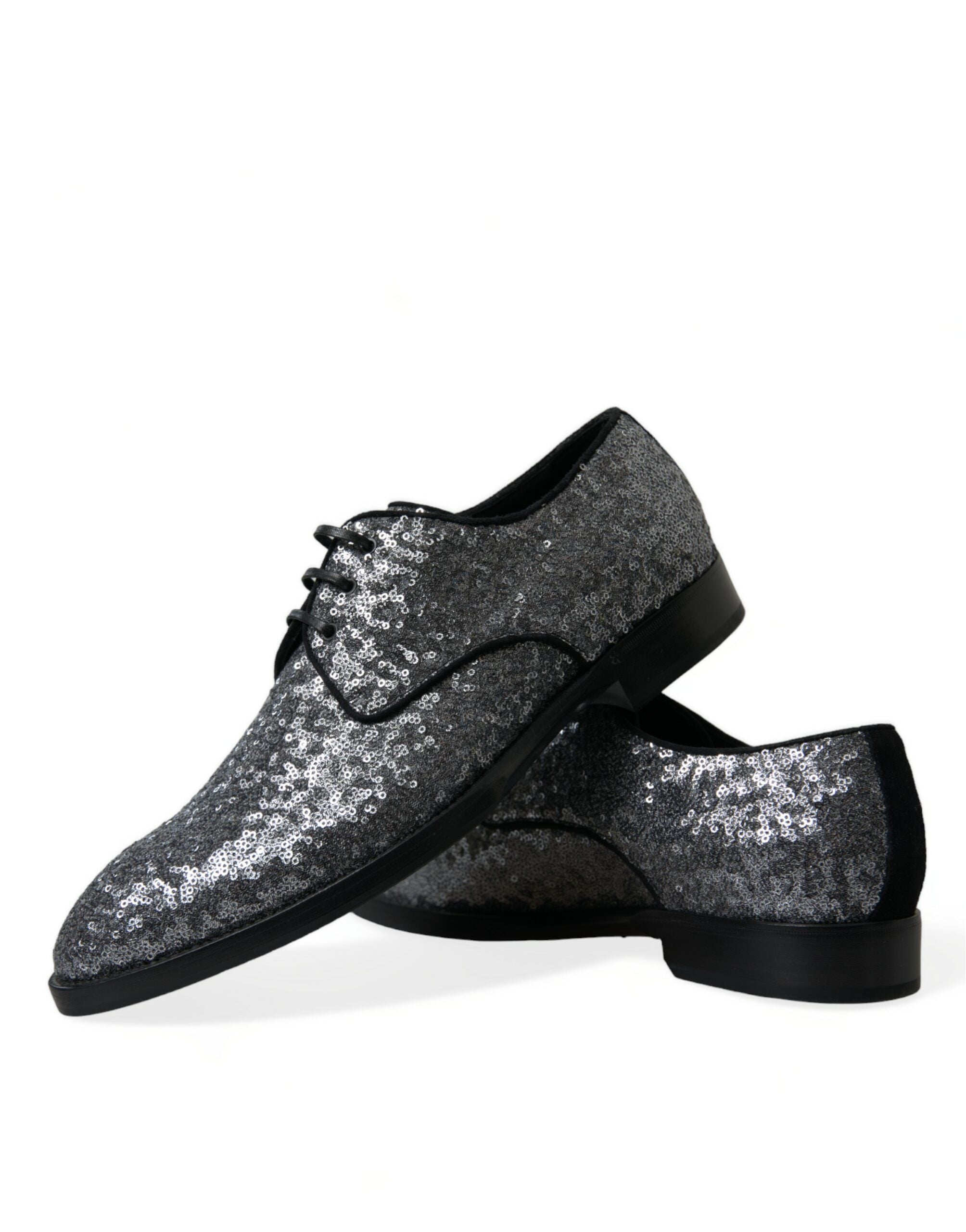 Dolce & Gabbana Chaussures habillées à lacets argentées à paillettes pour hommes