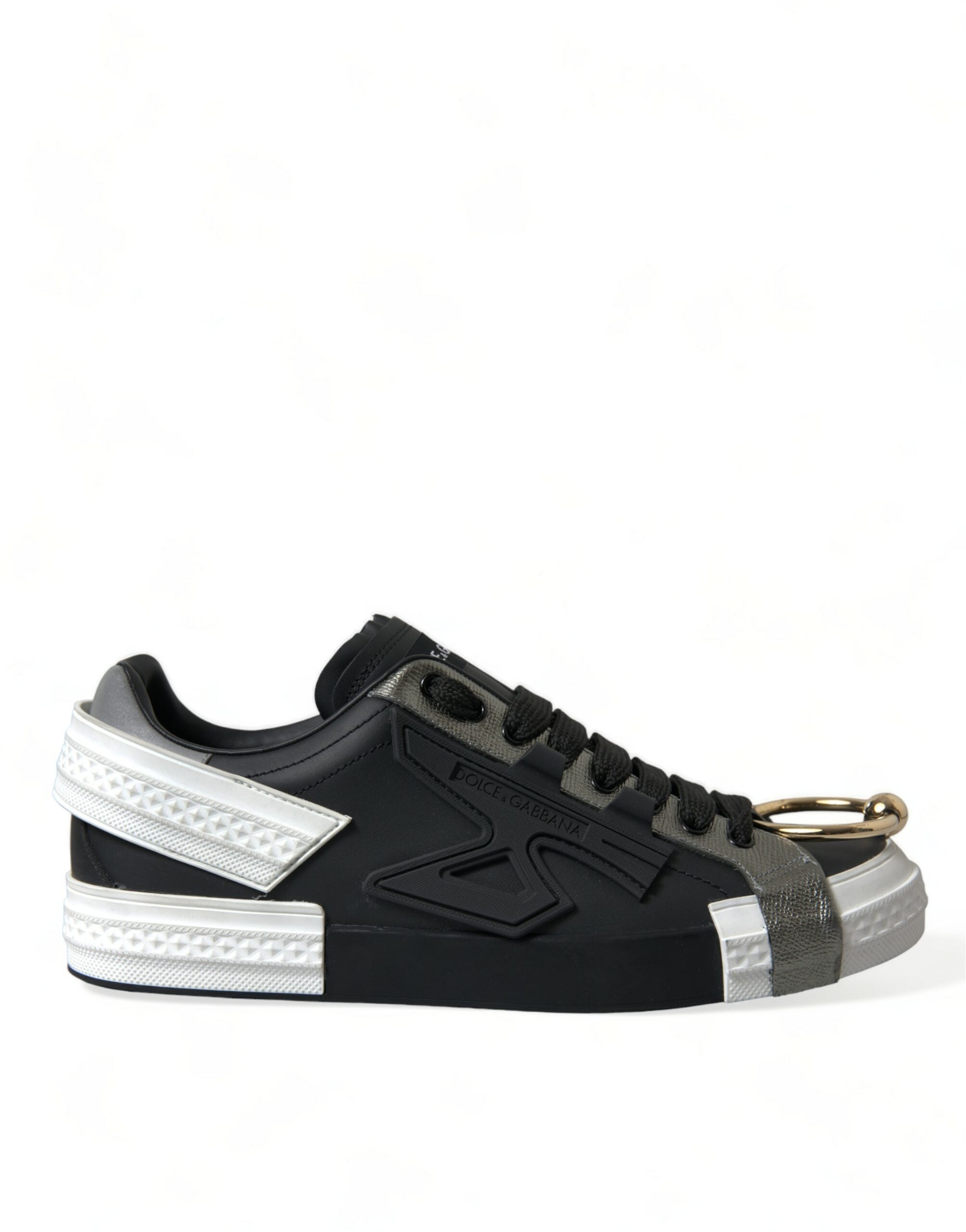 Dolce & Gabbana Cuir Noir Portofino Low Top Hommes Baskets Chaussures