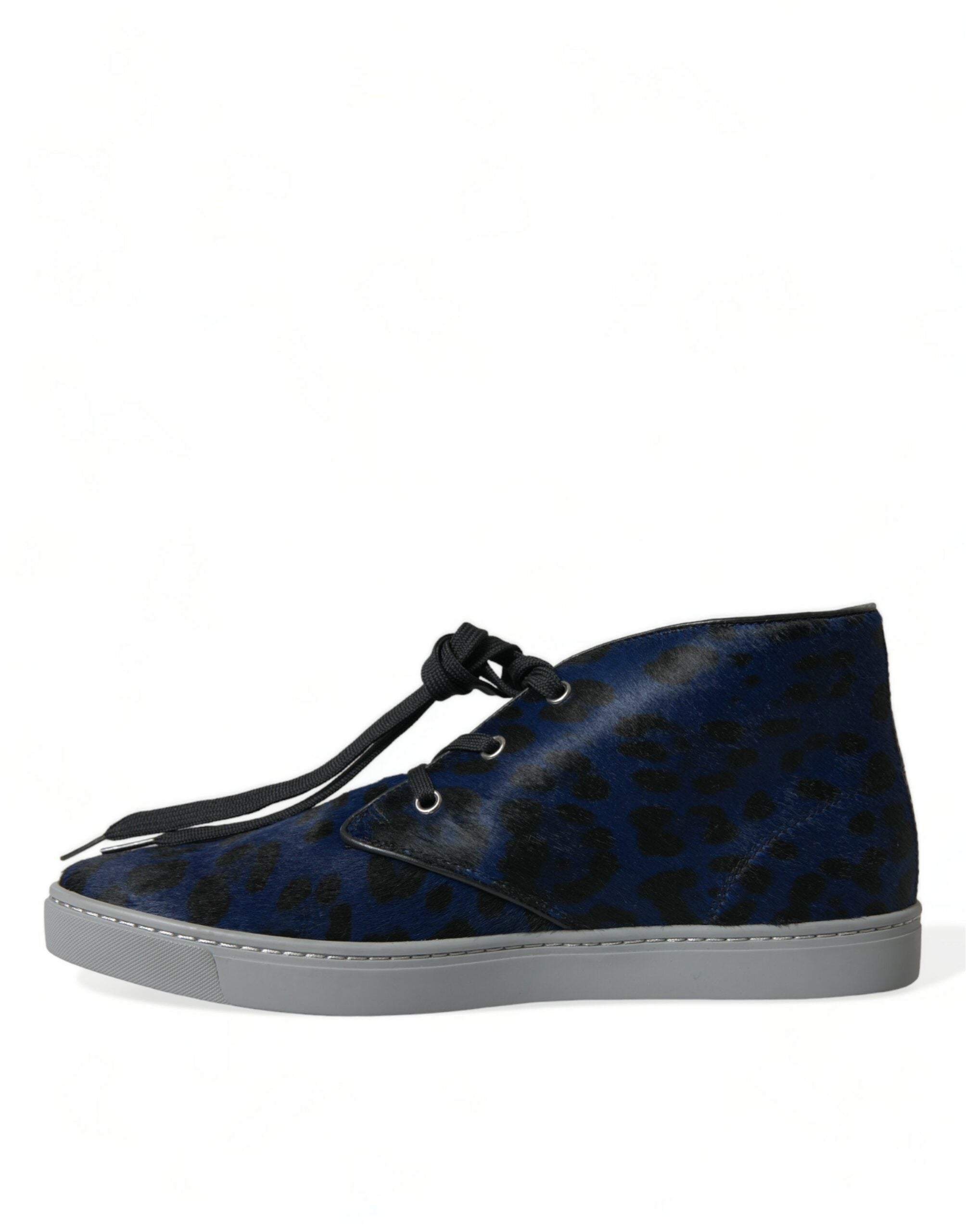 Dolce & Gabbana Chic Blue Leopard Print Mid-Top Sneakers