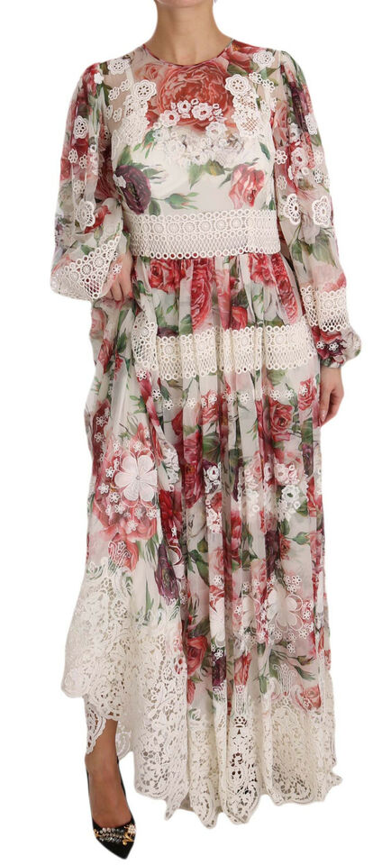 Dolce &amp; Gabbana Robe longue florale élégante avec doublure en soie