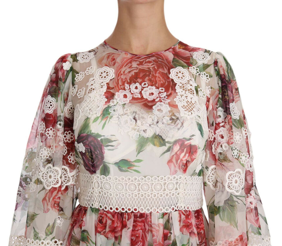 Dolce &amp; Gabbana Robe longue florale élégante avec doublure en soie