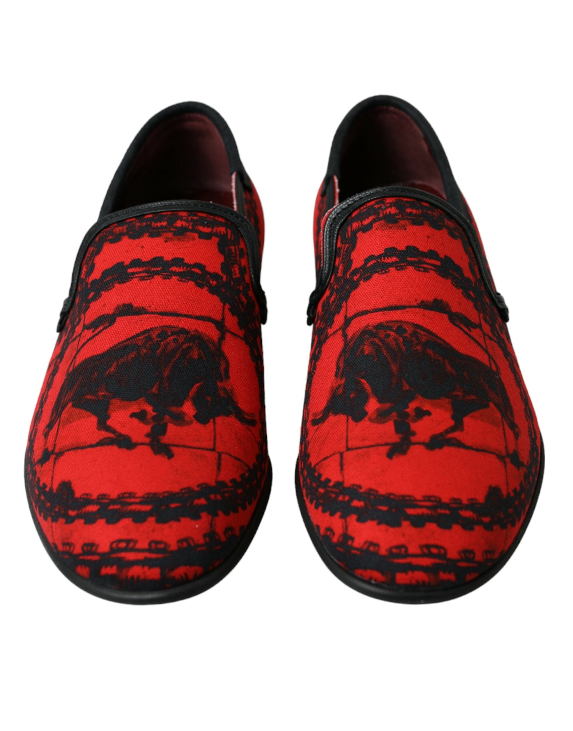 Dolce & Gabbana Rouge Noir Torero Mocassins Pantoufles Hommes Chaussures