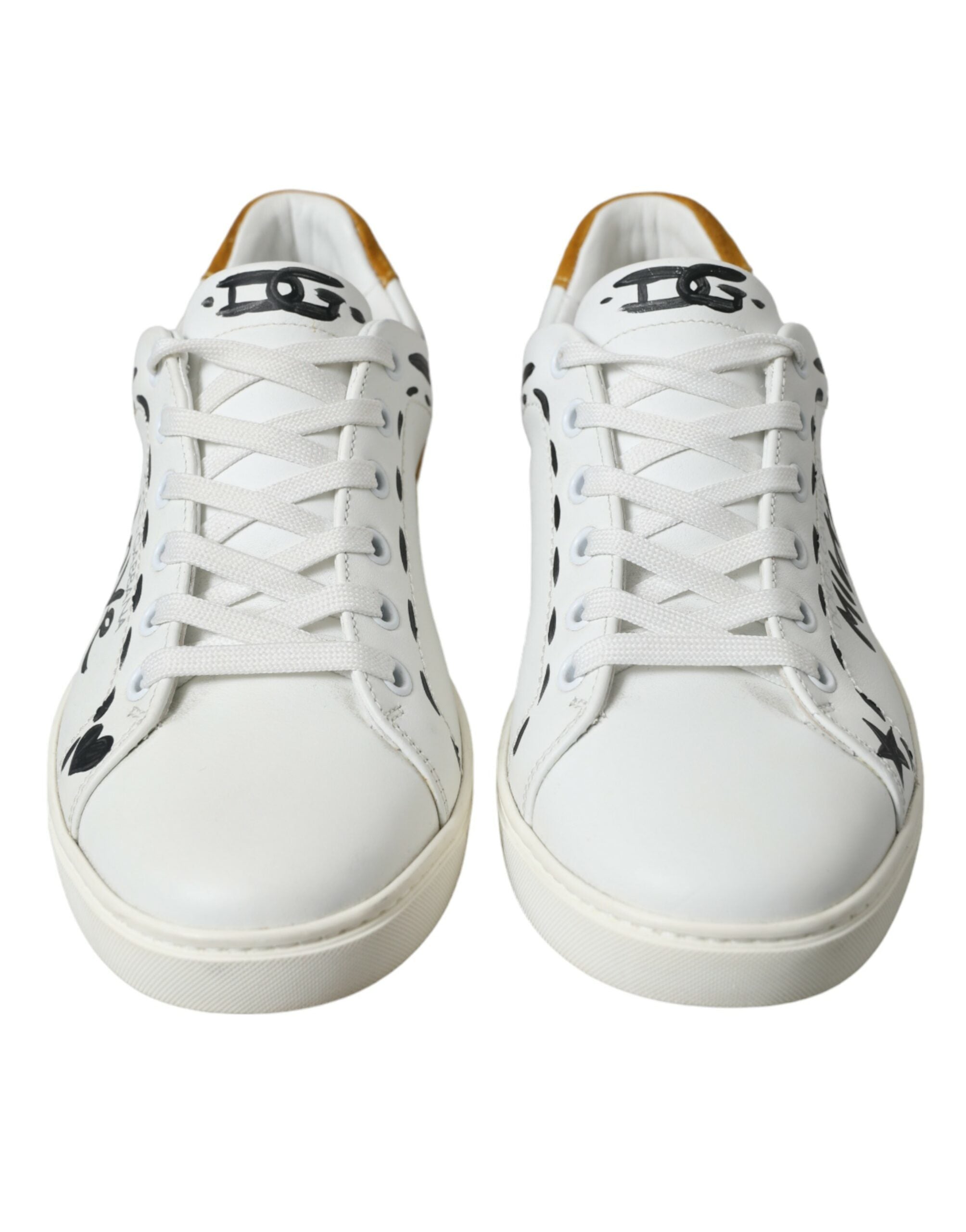 Dolce & Gabbana Cuir Blanc LOVE Milano Hommes Baskets Chaussures