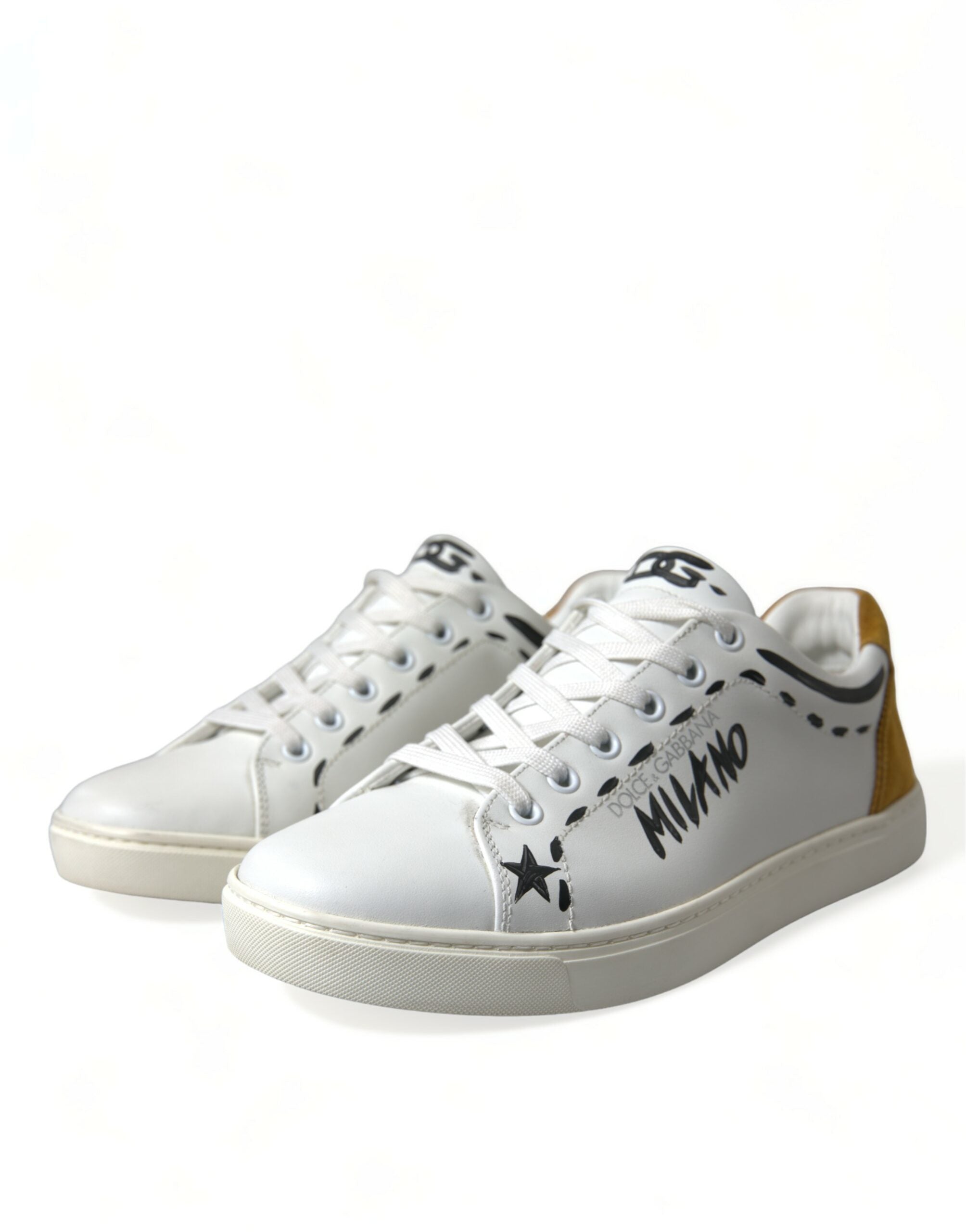 Dolce & Gabbana Cuir Blanc LOVE Milano Hommes Baskets Chaussures