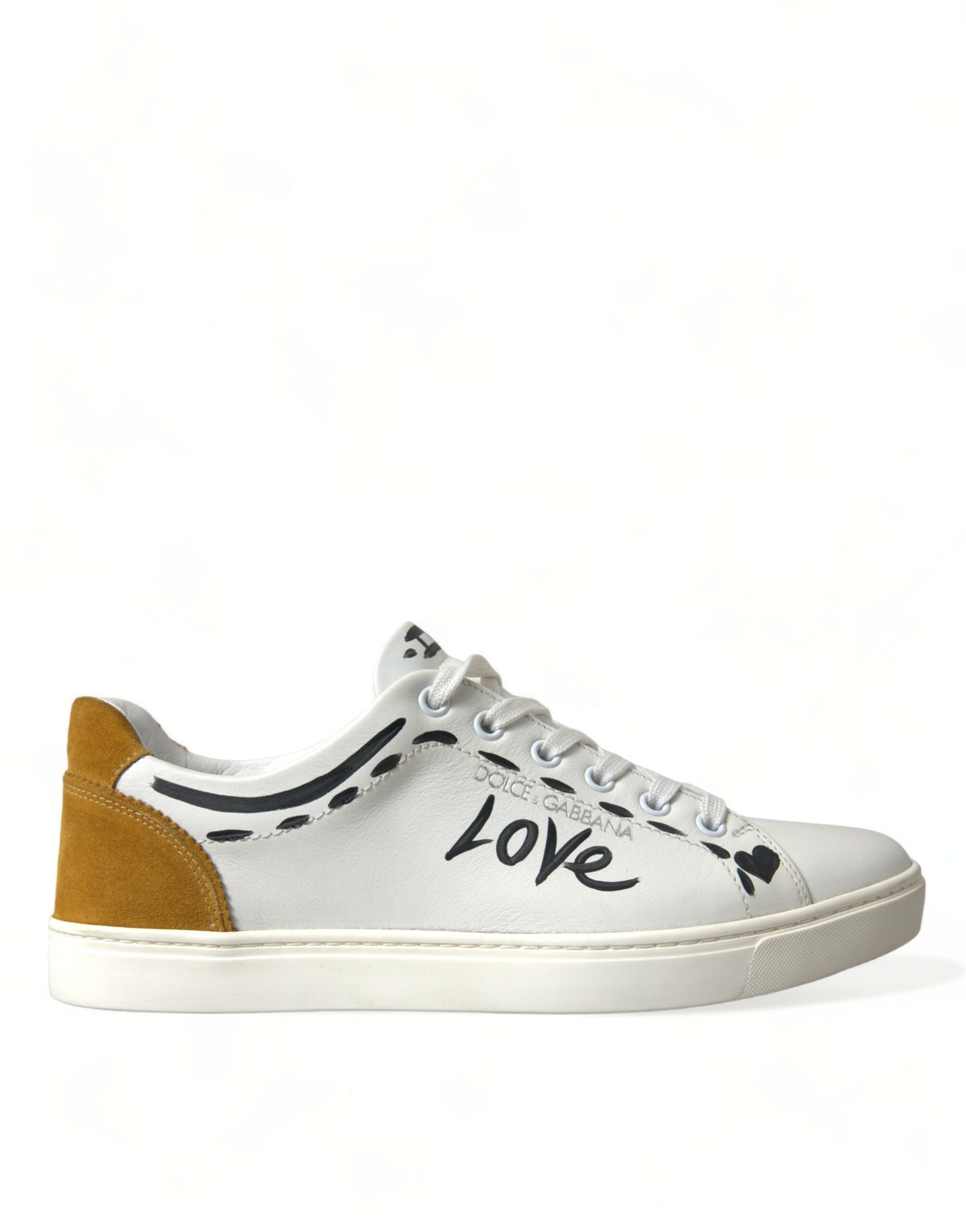 Dolce & Gabbana Cuir Blanc LOVE Milano Hommes Baskets Chaussures