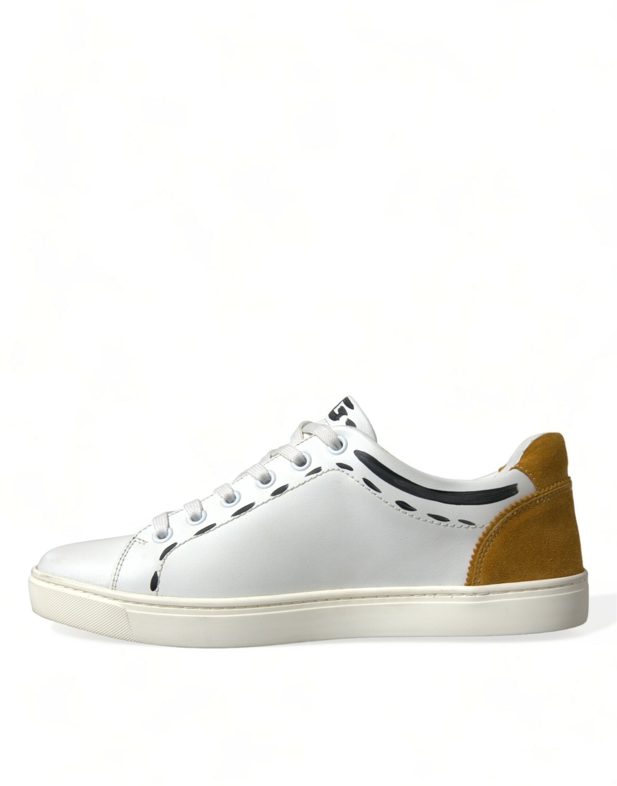 Dolce & Gabbana Cuir Blanc LOVE Milano Hommes Baskets Chaussures