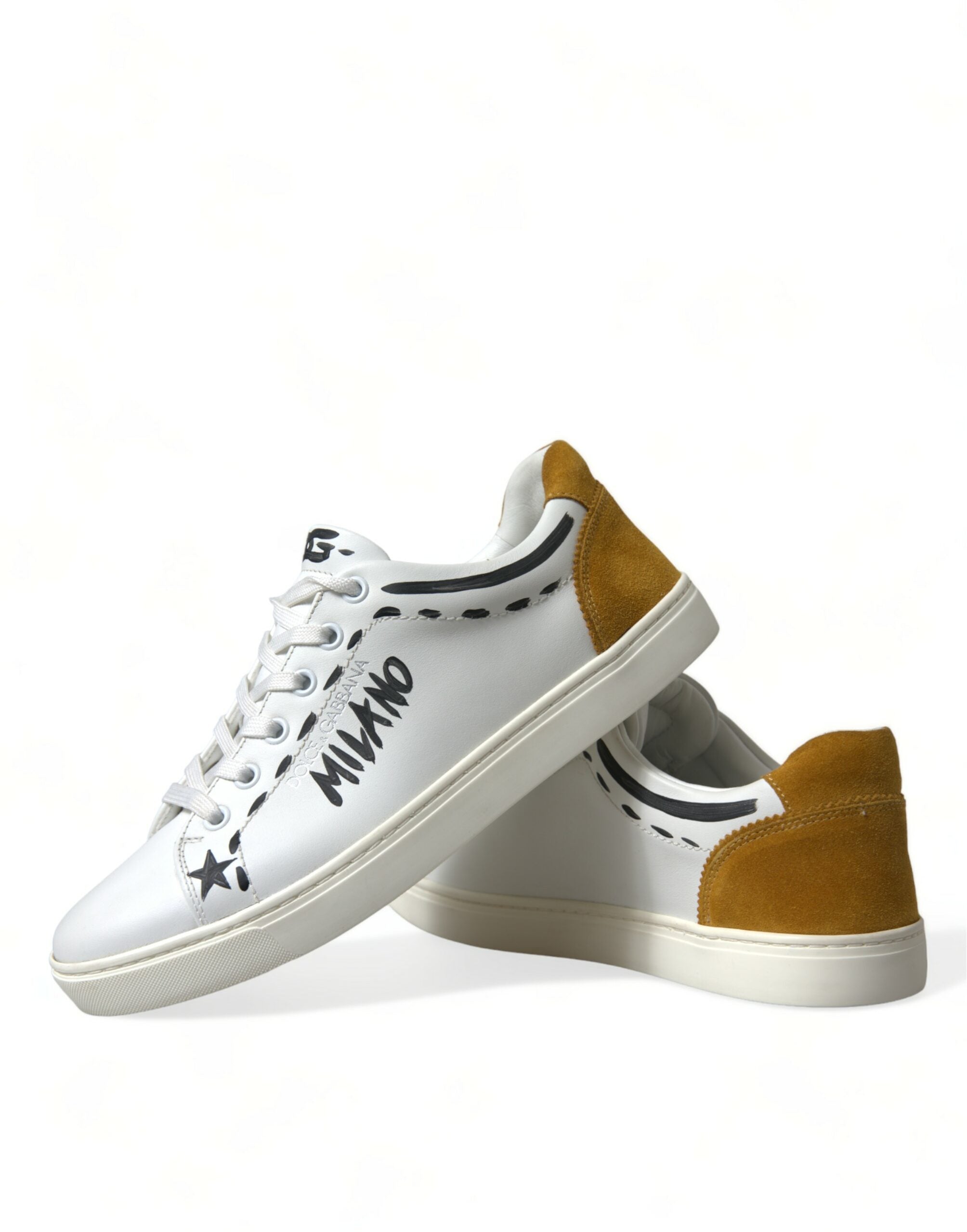 Dolce & Gabbana Cuir Blanc LOVE Milano Hommes Baskets Chaussures