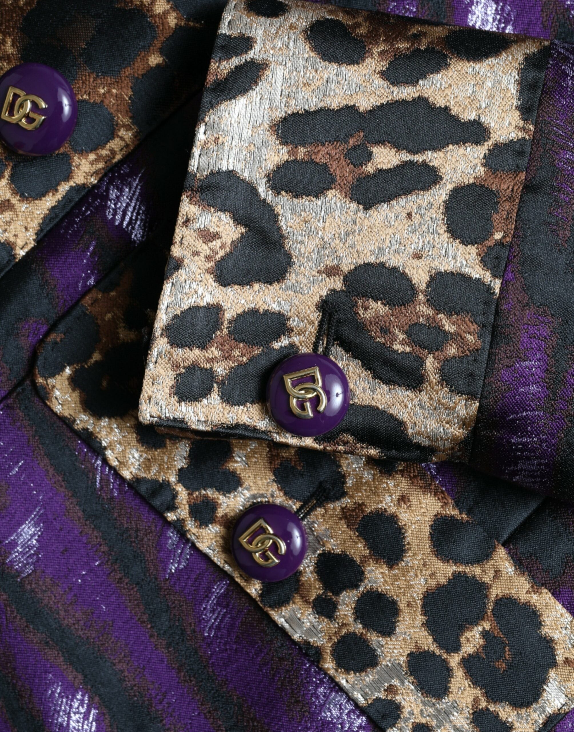 Dolce & Gabbana Veste jacquard violette élégante à imprimé tigre