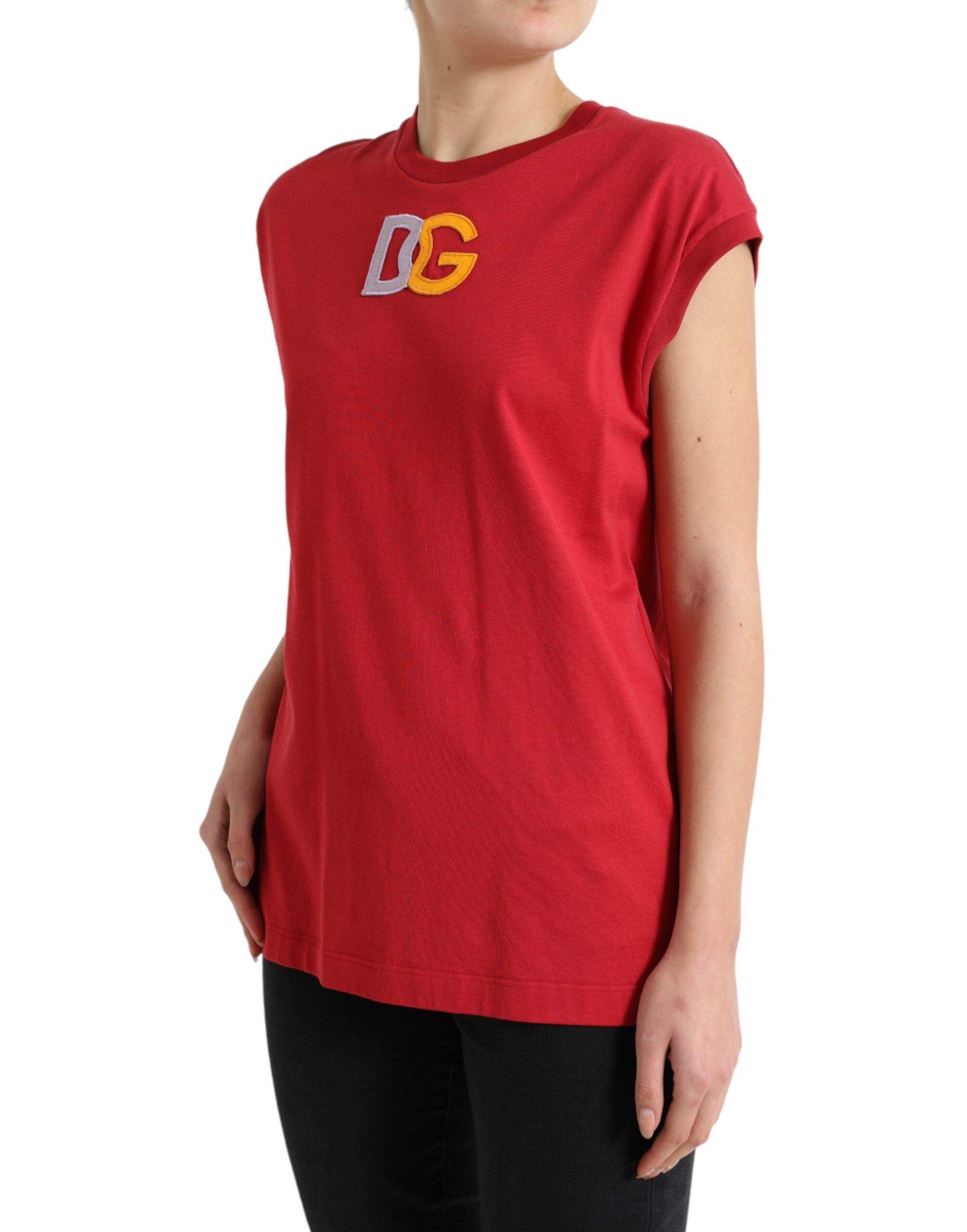 Dolce & Gabbana Elegant Red Cotton Crew Neck Tank Top