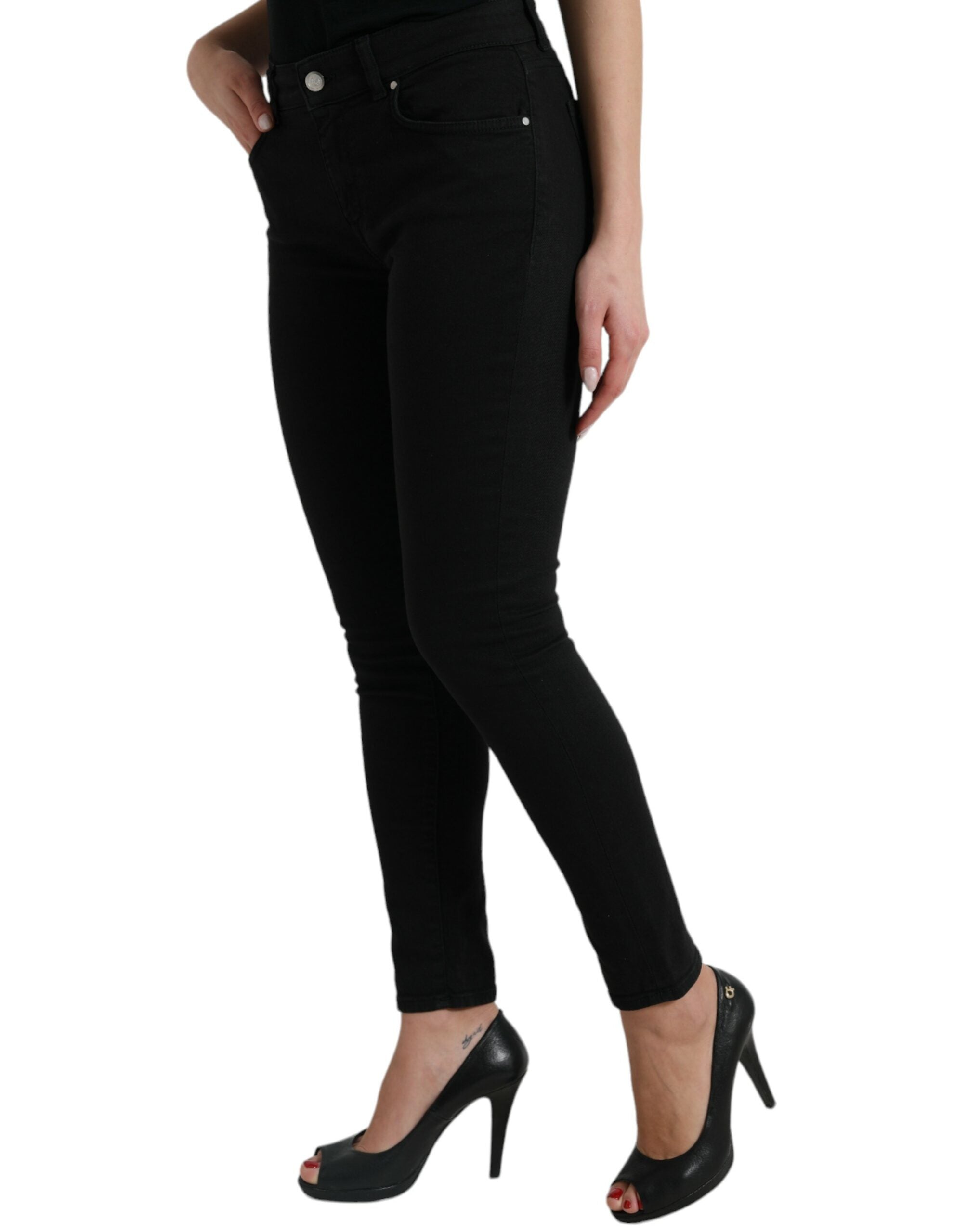 Dolce &amp; Gabbana Jean stretch noir élégant taille moyenne