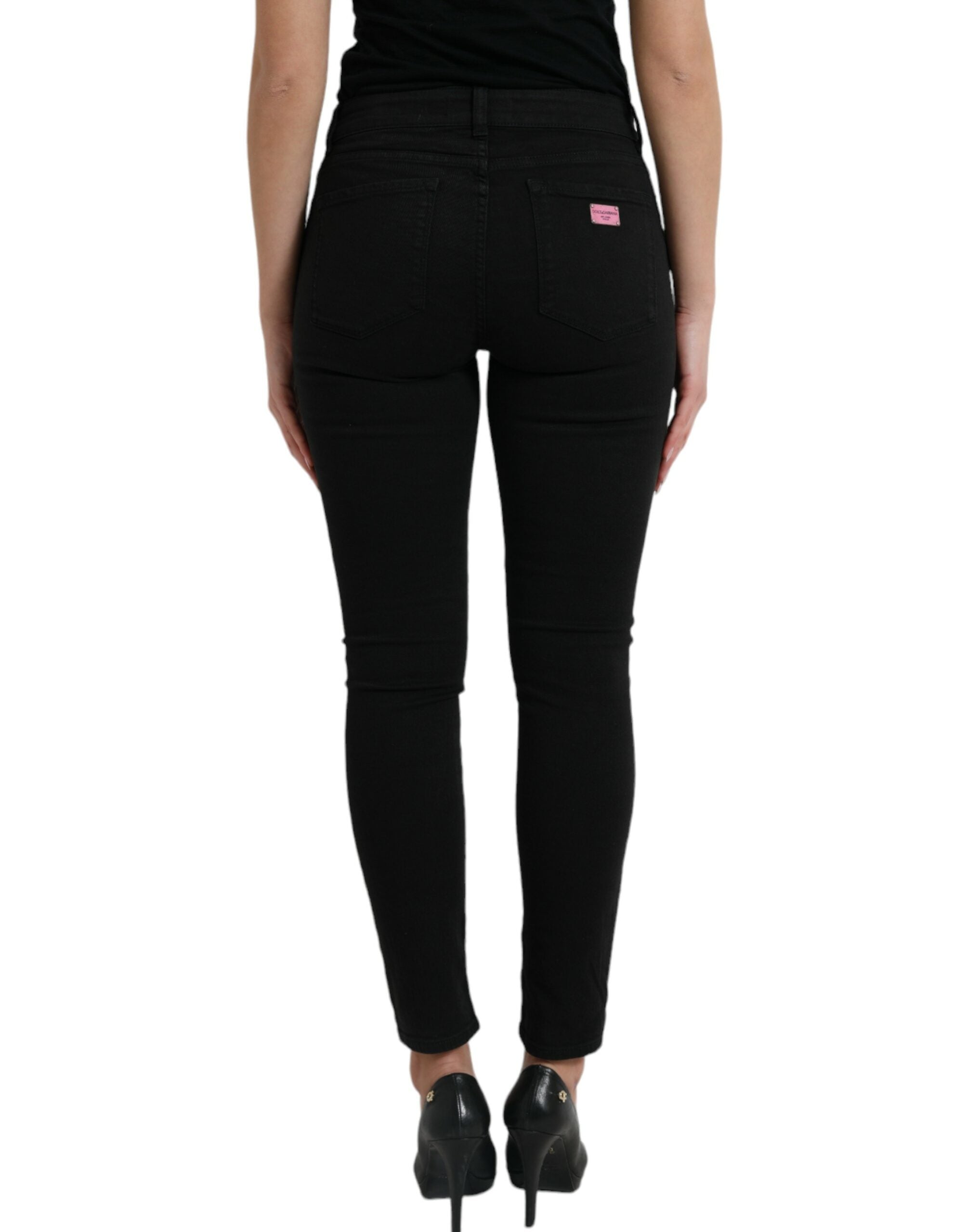 Dolce &amp; Gabbana Jean stretch noir élégant taille moyenne