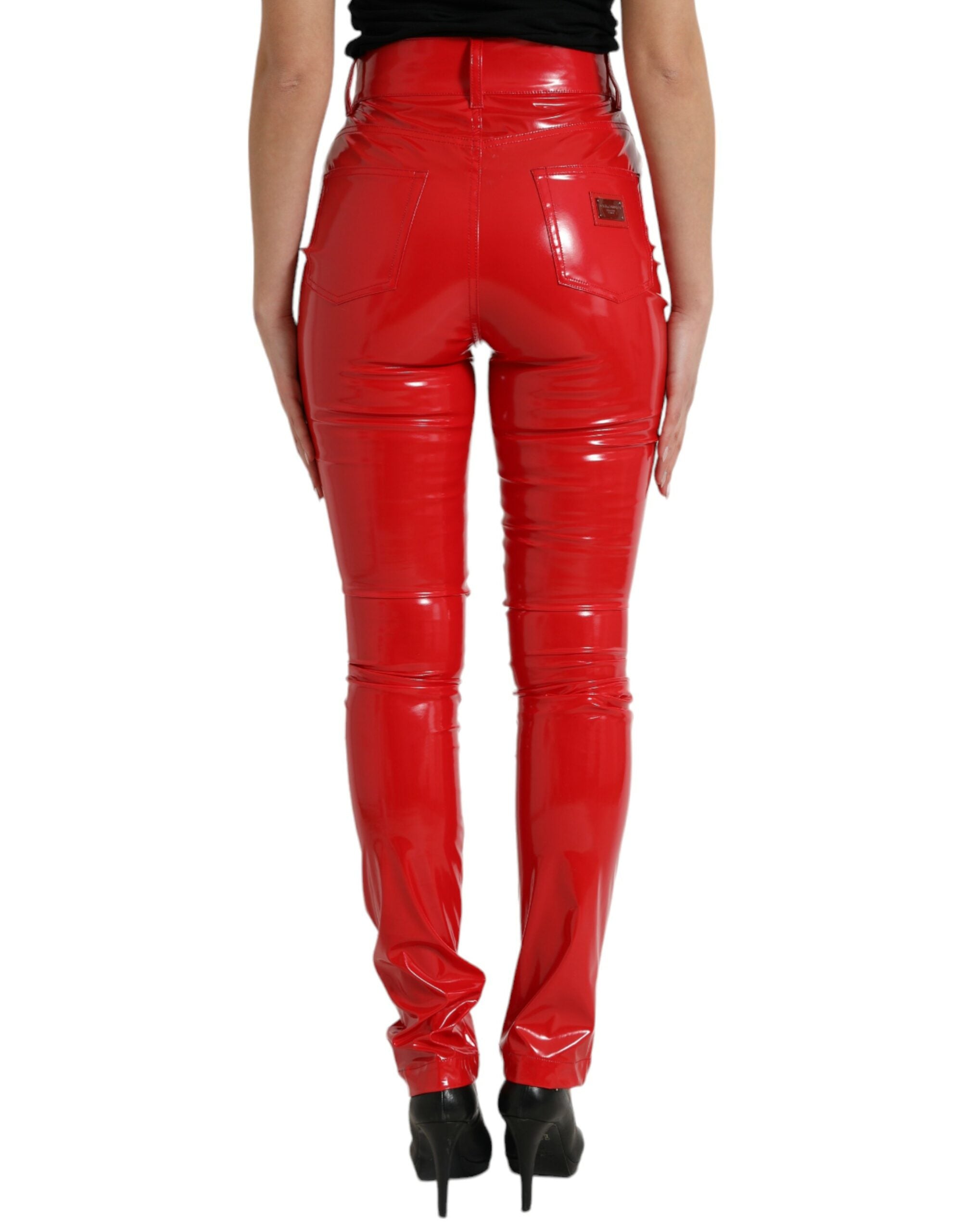 Pantalon skinny rouge taille haute Dolce &amp; Gabbana - Élégant et chic