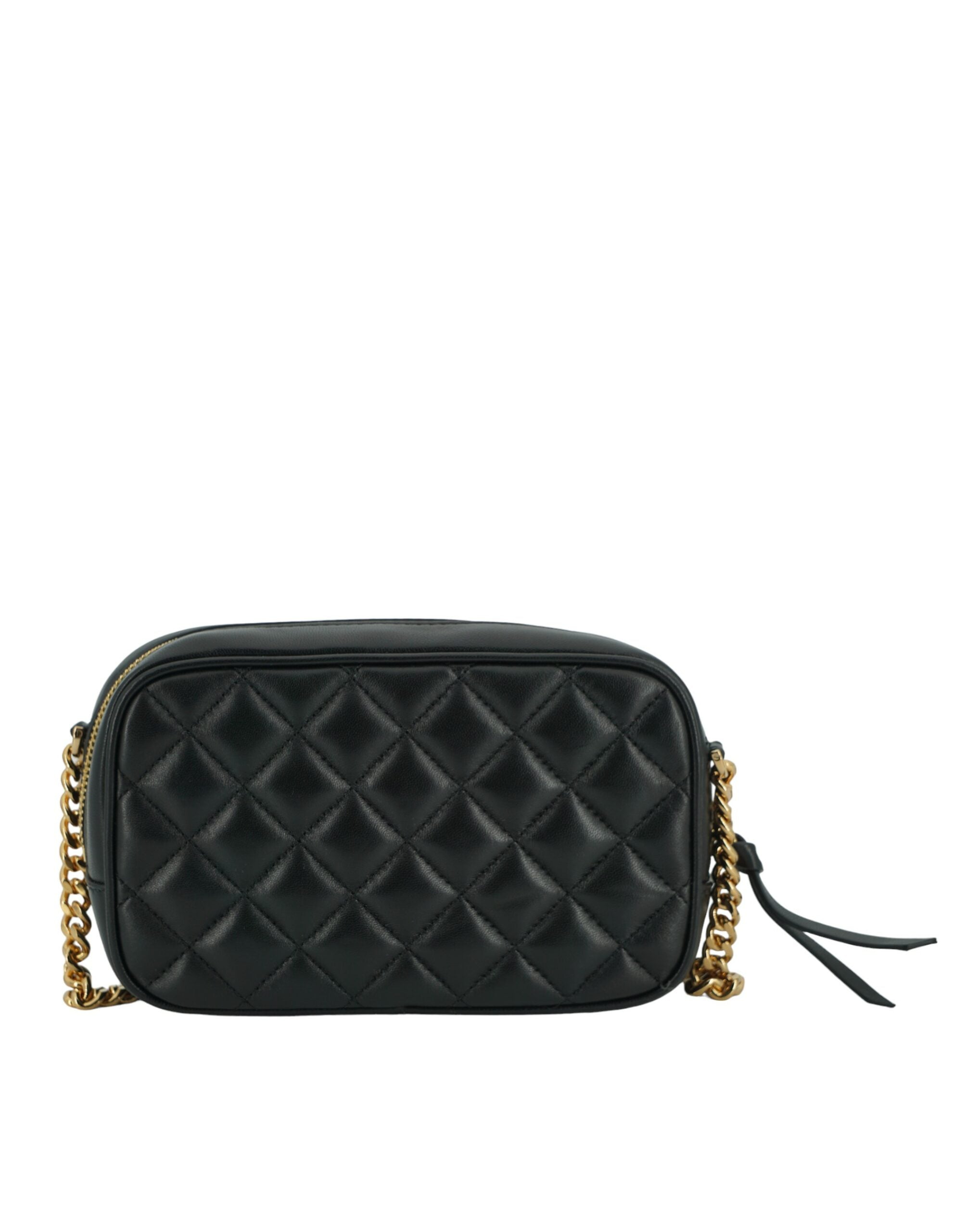 Versace élégant petit sac à bandoulière en cuir noir