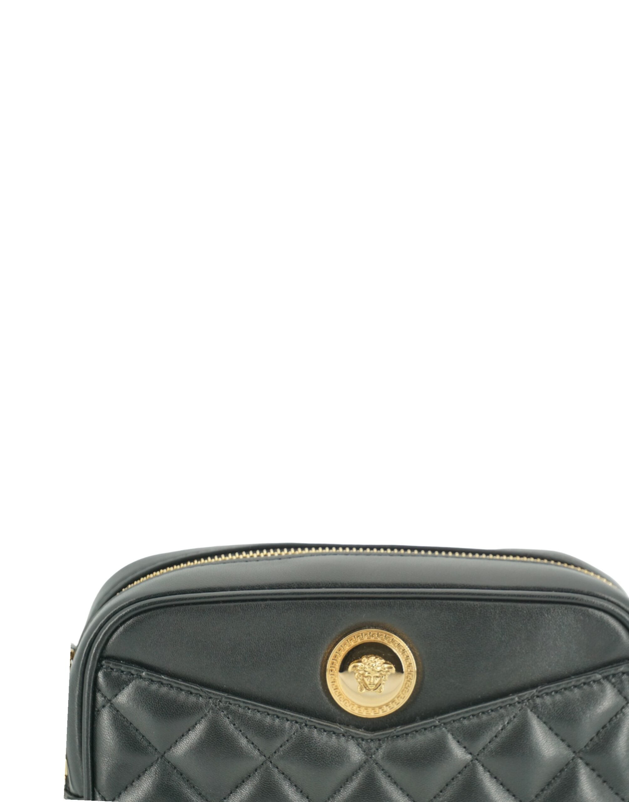 Versace élégant petit sac à bandoulière en cuir noir