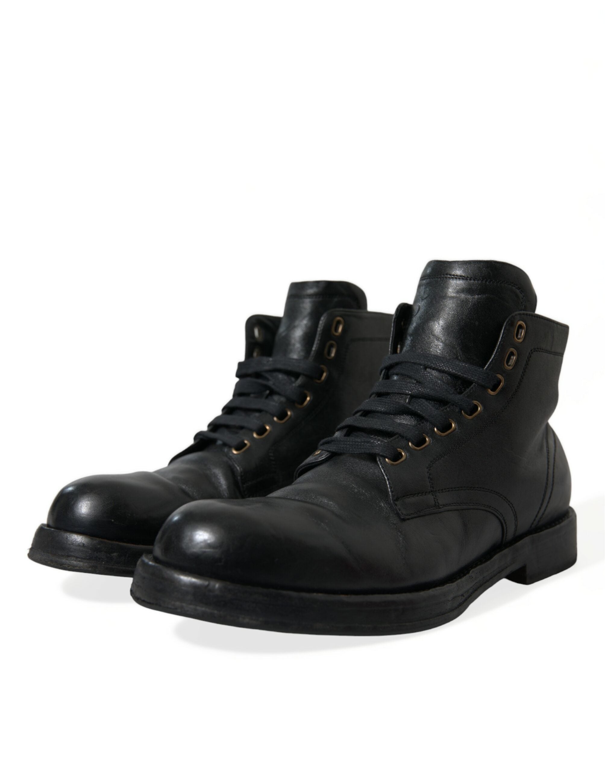 Dolce &amp; Gabbana Bottines élégantes en cuir de cheval noir