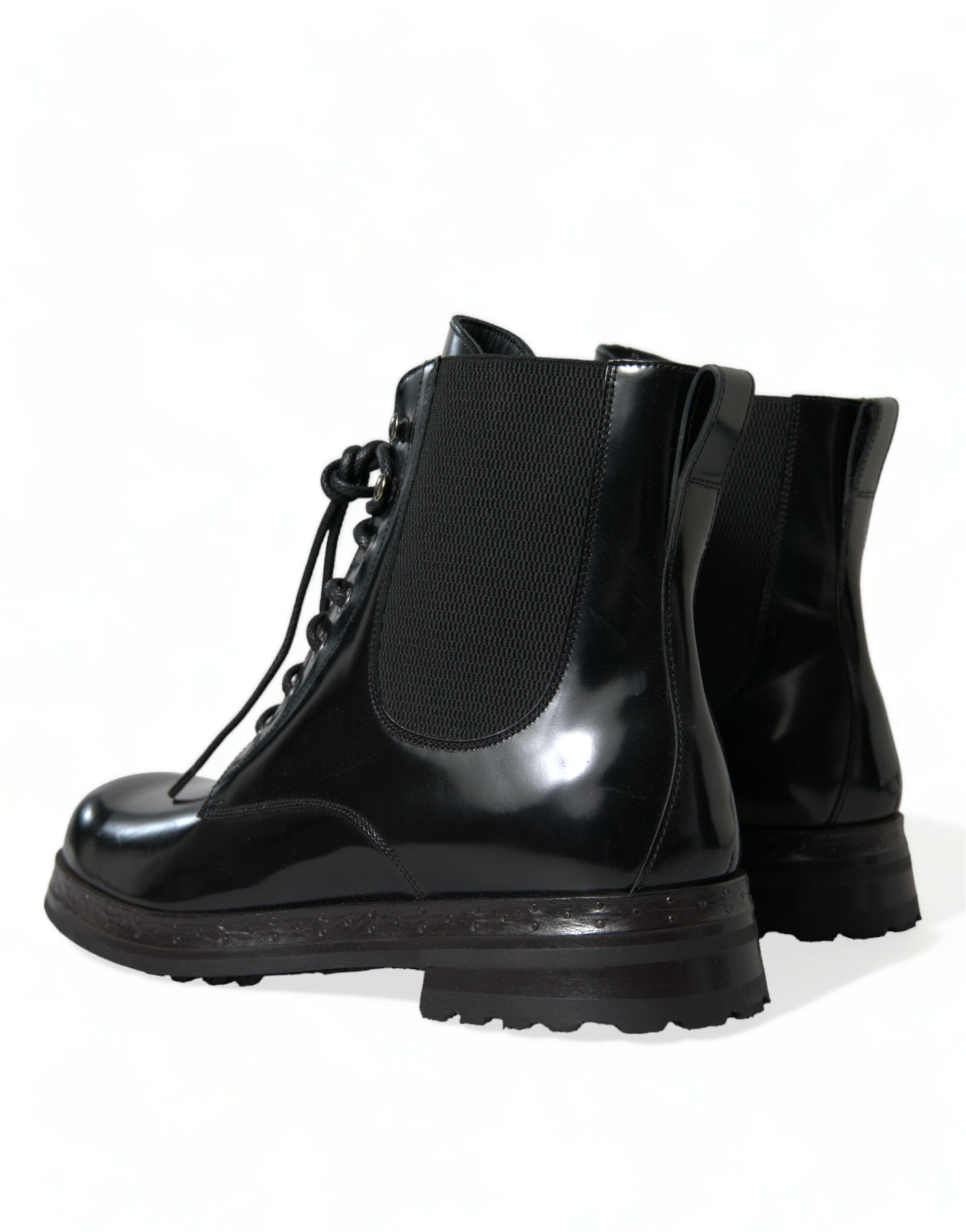 Dolce &amp; Gabbana Bottes mi-mollet en cuir noir élégantes pour hommes