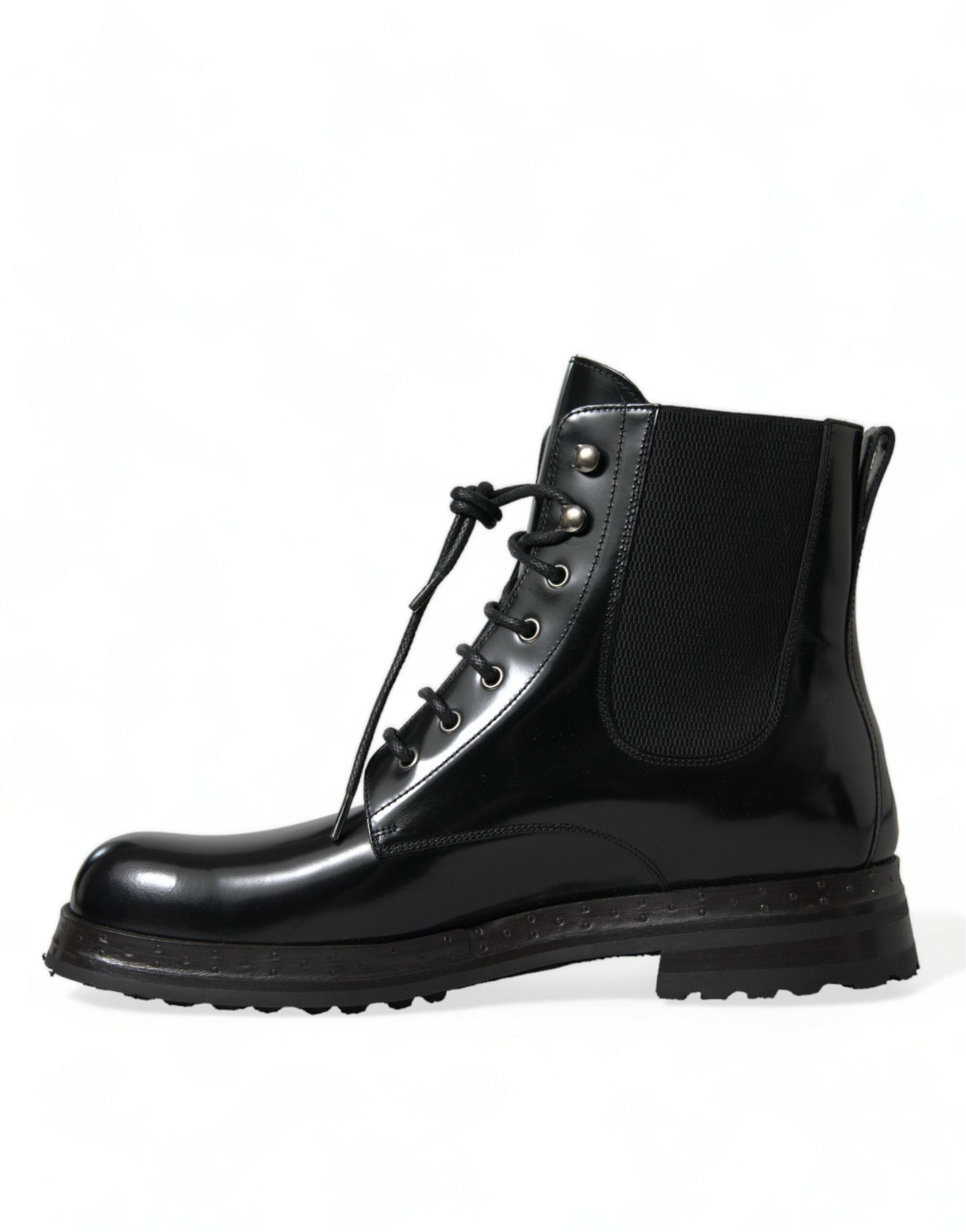 Dolce &amp; Gabbana Bottes mi-mollet en cuir noir élégantes pour hommes