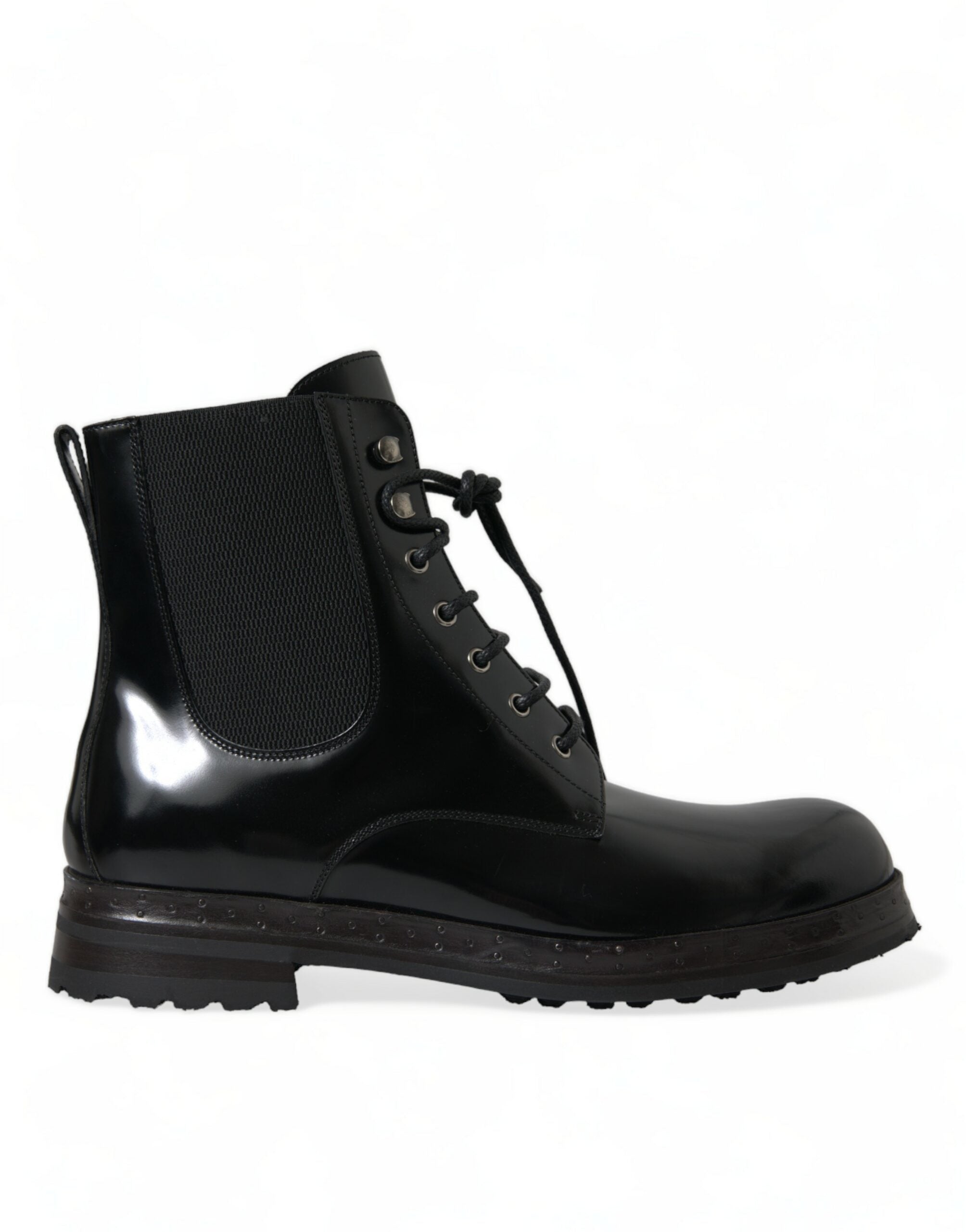 Dolce &amp; Gabbana Bottes mi-mollet en cuir noir élégantes pour hommes