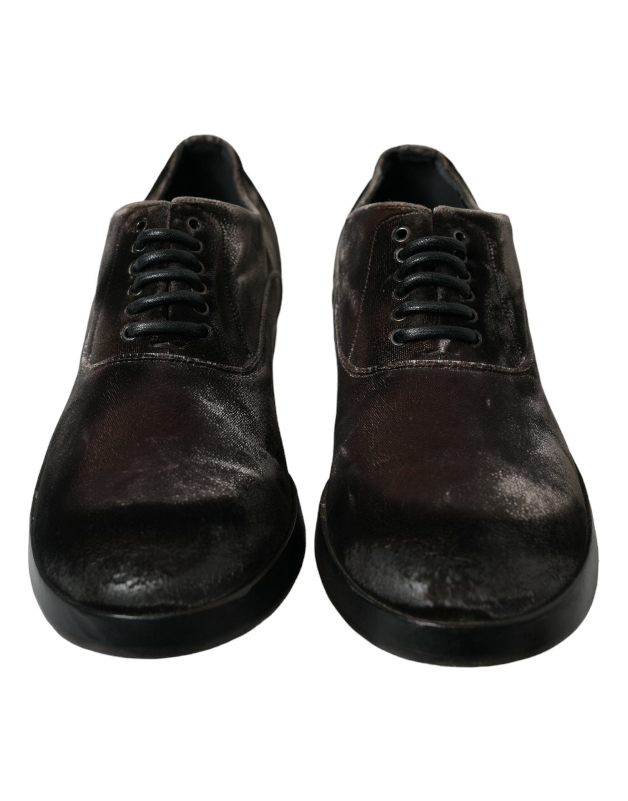 Dolce &amp; Gabbana Chaussures à lacets Oxford en velours marron élégantes