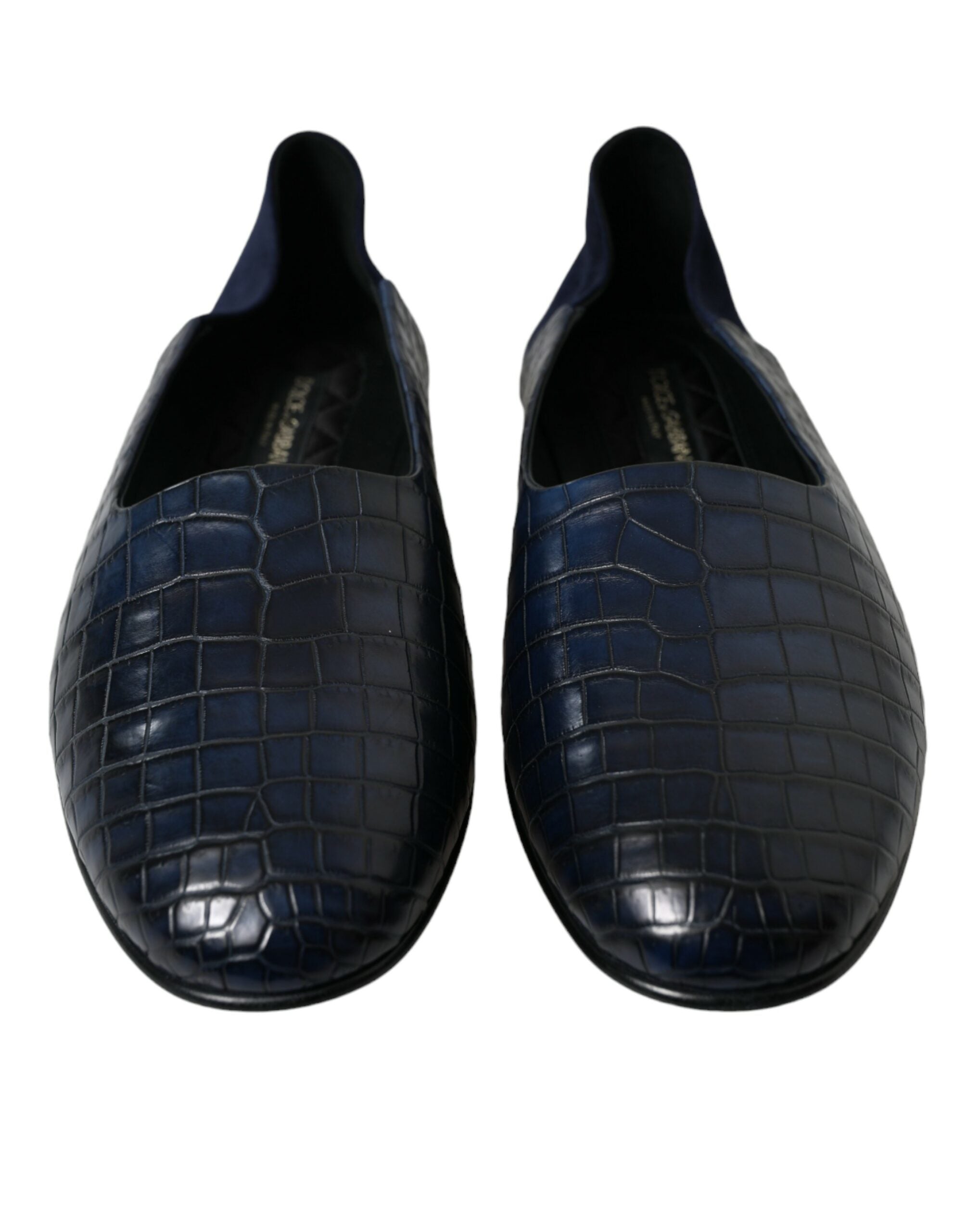 Dolce &amp; Gabbana Mocassins élégants en cuir de crocodile bleu