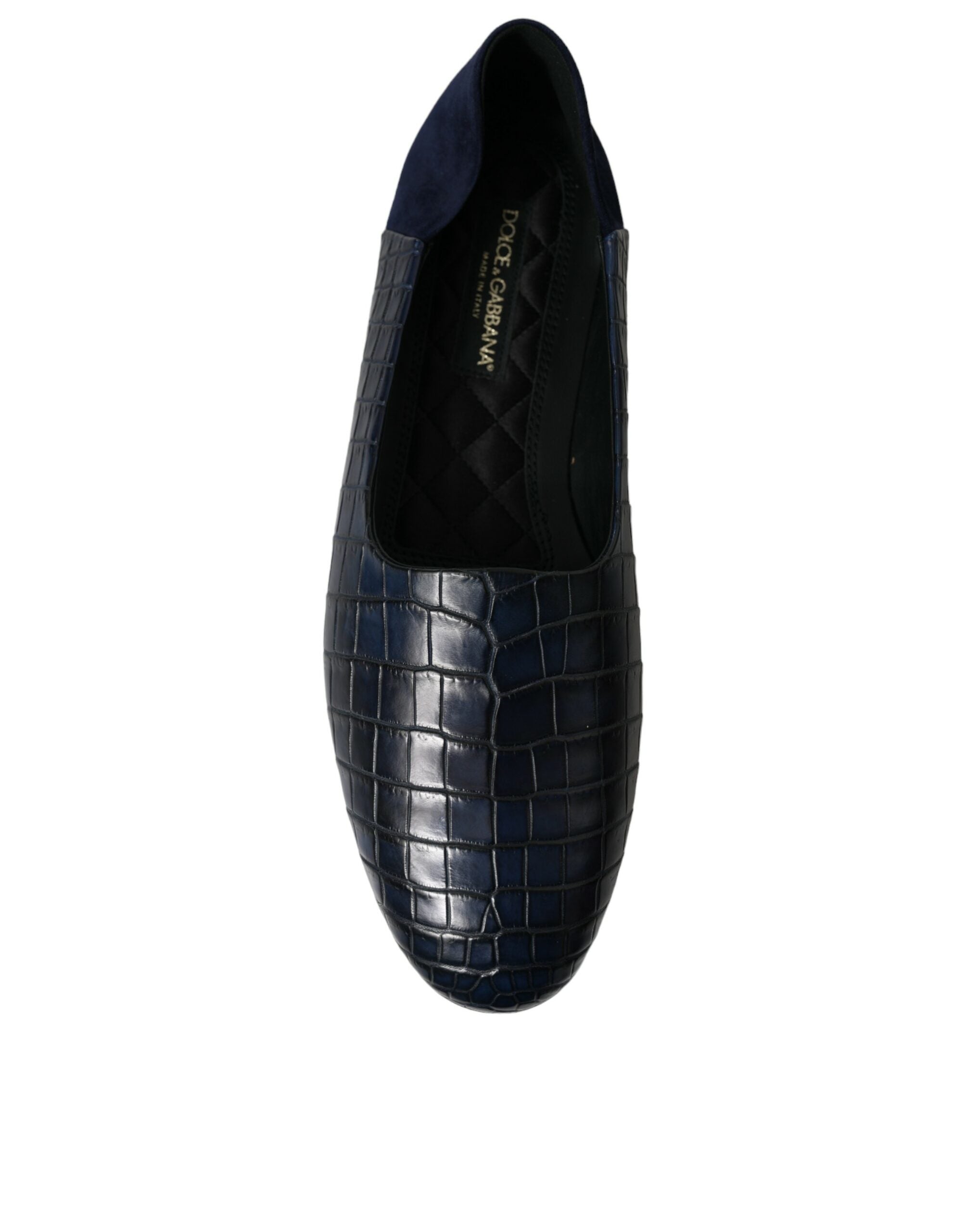 Dolce &amp; Gabbana Mocassins élégants en cuir de crocodile bleu