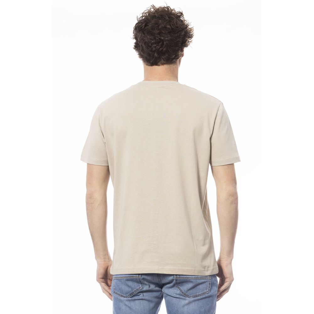 T-shirt à col rond en coton beige Invicta avec logo